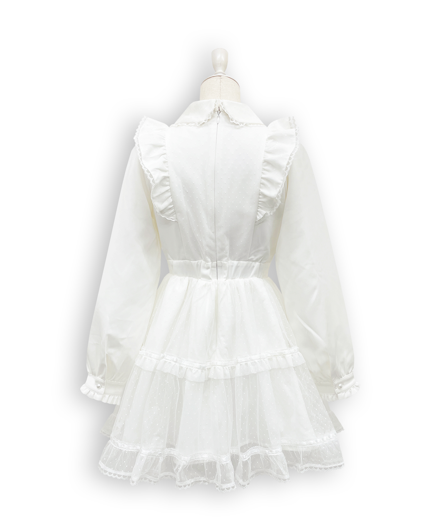 フロントリボンドットチュールワンピース