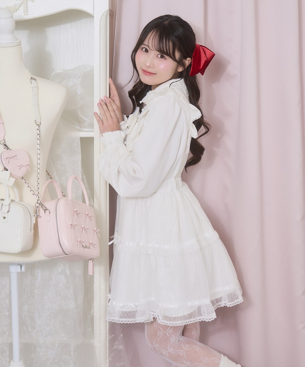 リズリサ♡チュニックワンピース♡ リボンレースチュールプリーツ 