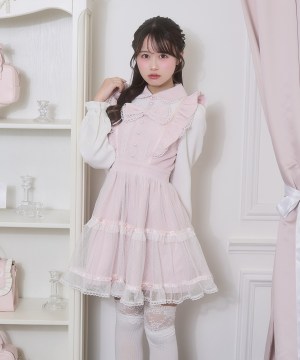 フロントリボンドットチュールワンピース