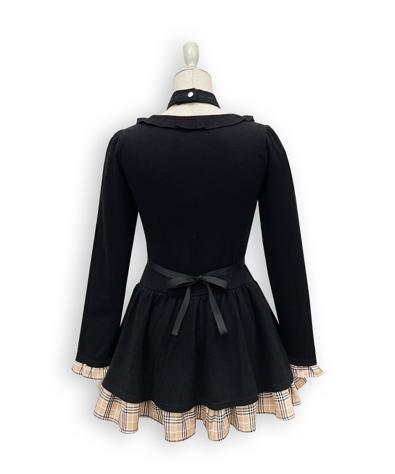 クロスリボンポイントチェックワンピース