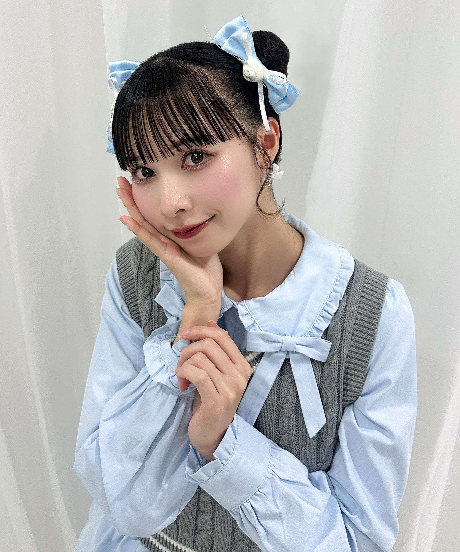 ベストセットシャツワンピース Roseリボンクリップ SET