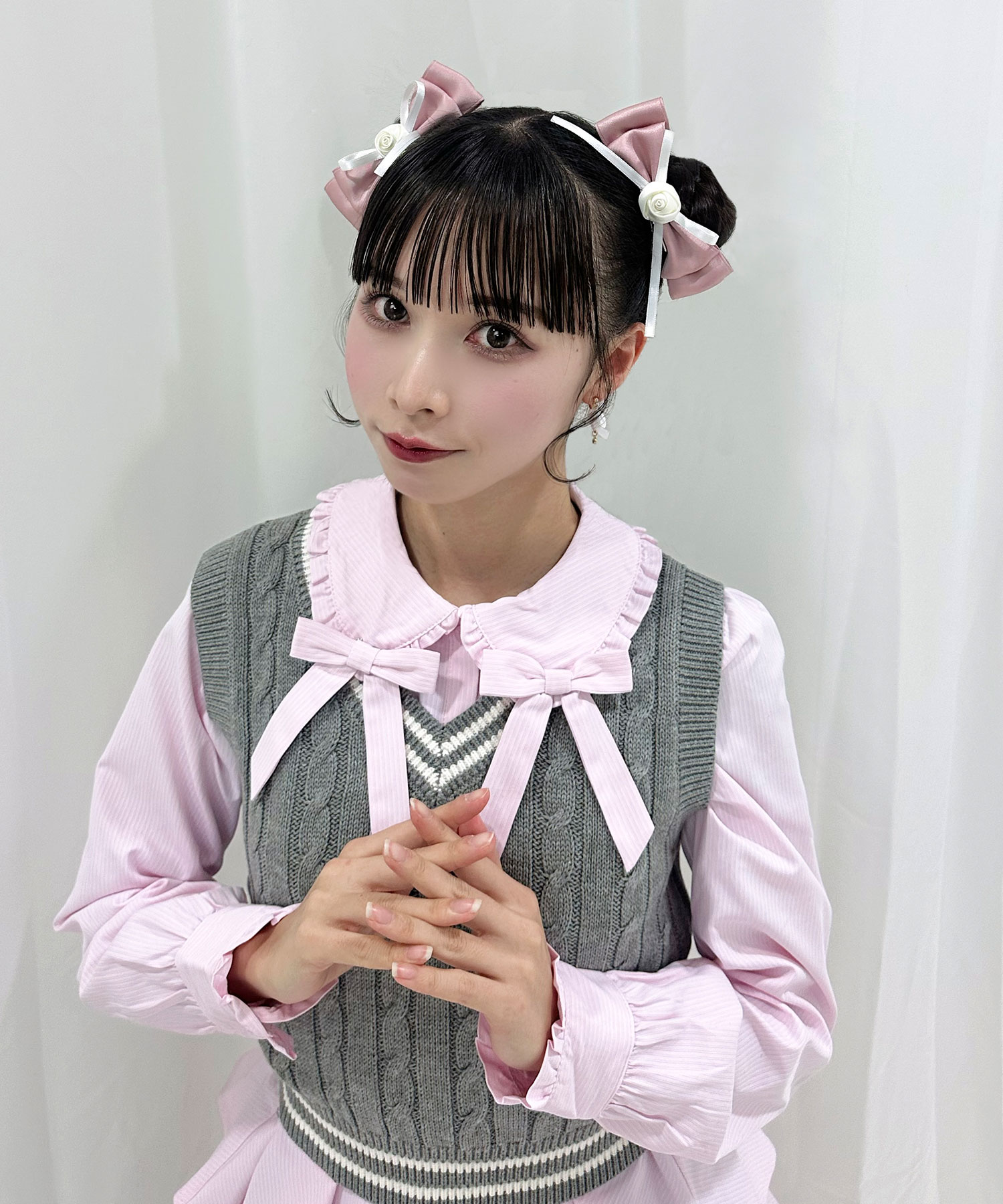 ベストセットシャツワンピース Roseリボンクリップ SET