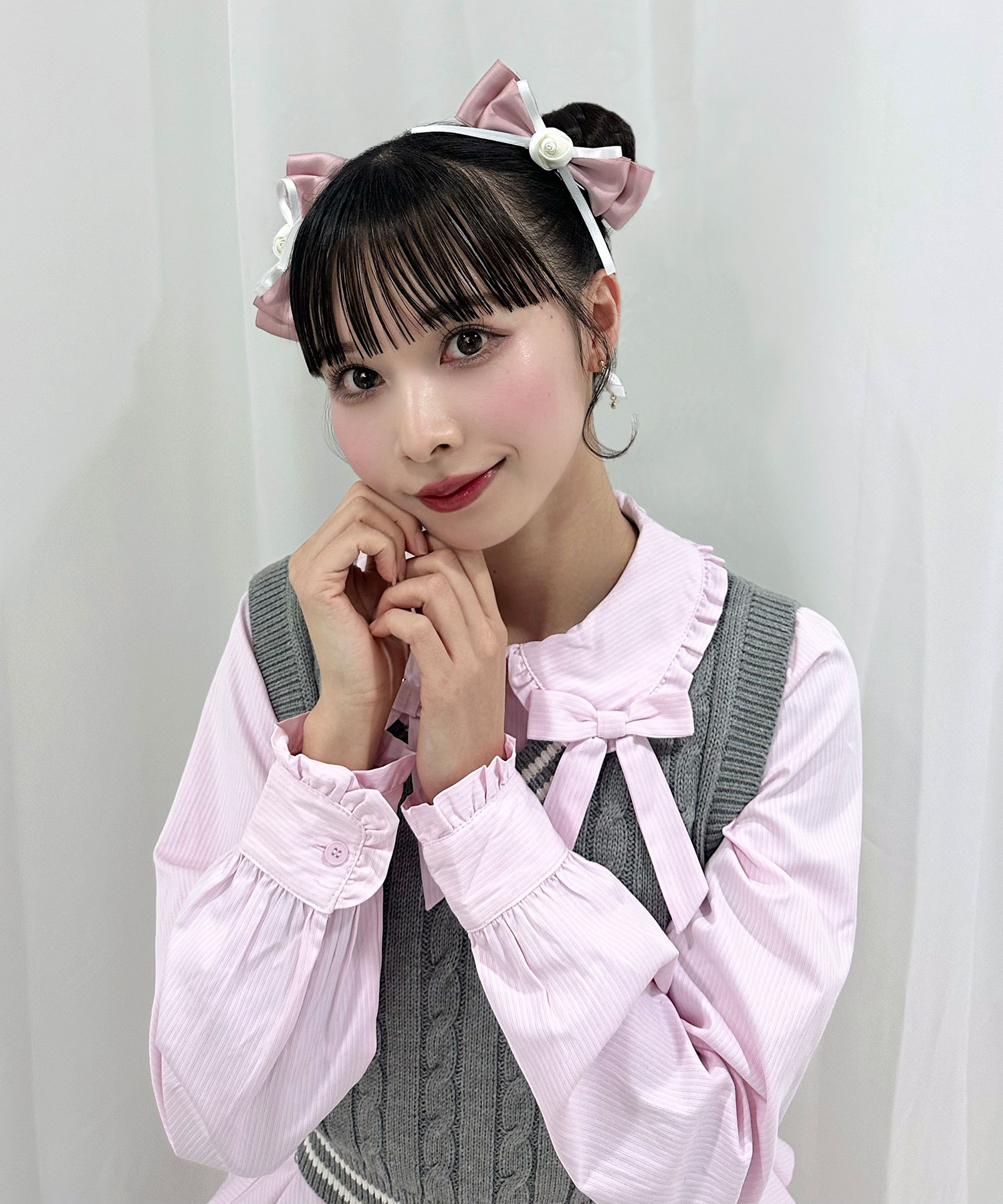 ベストセットシャツワンピース Roseリボンクリップ SET