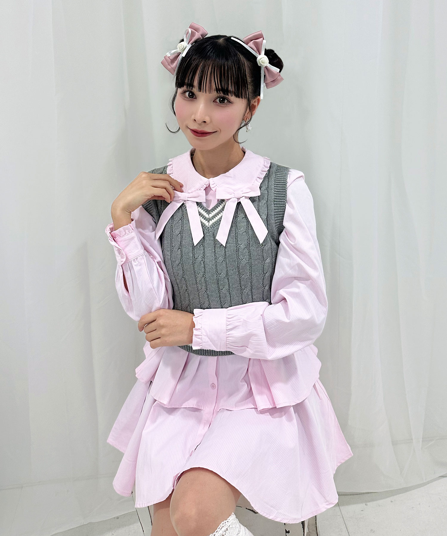 ベストセットシャツワンピース Roseリボンクリップ SET – BUNNY APARTMENT