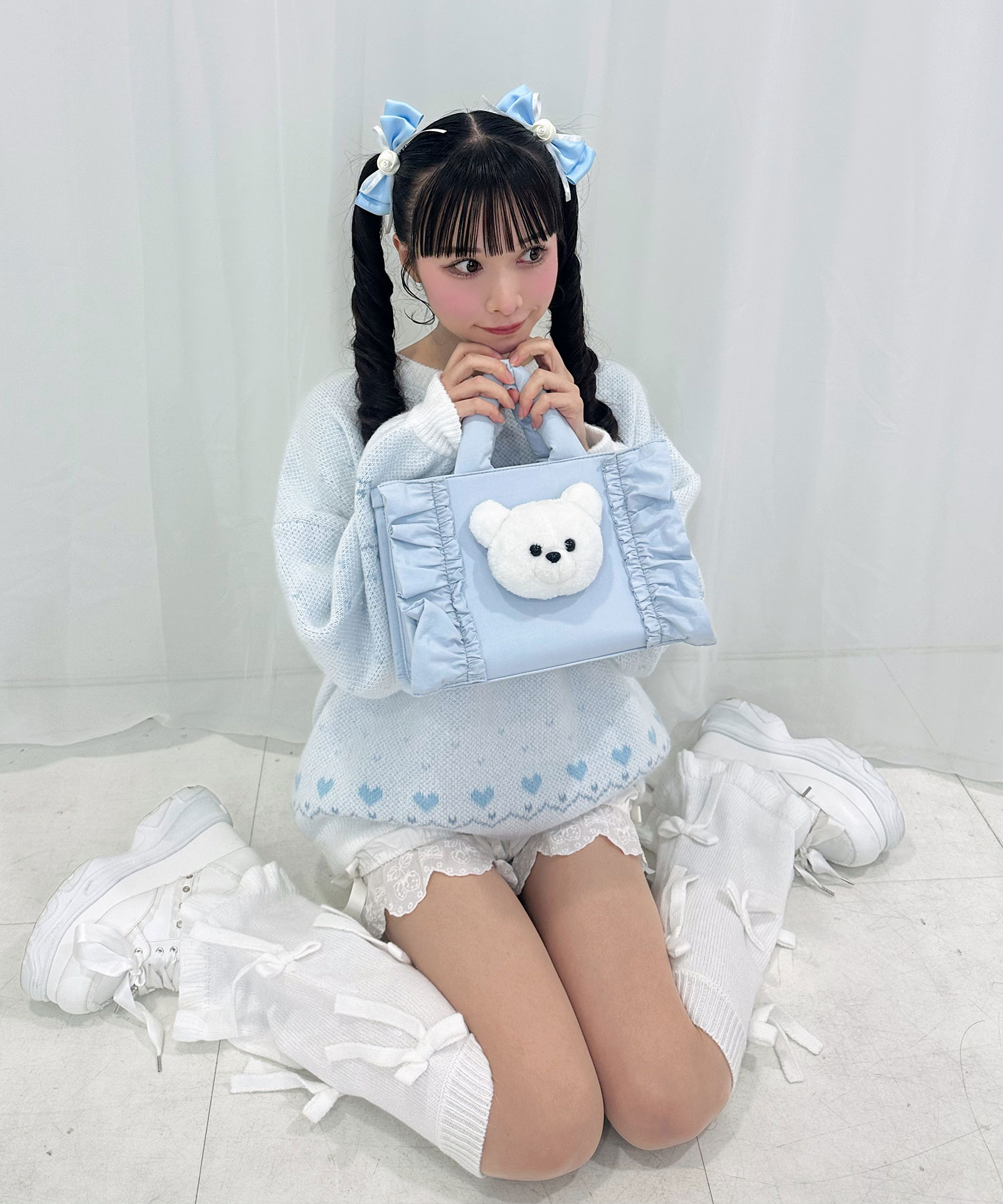 Roseリボンクリップセット シナモンパッチフリルトートバッグ