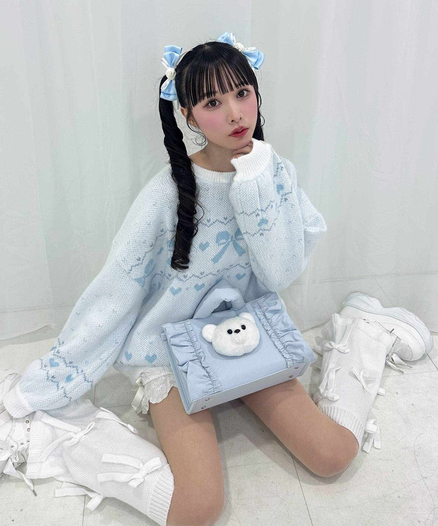 Roseリボンクリップセット シナモンパッチフリルトートバッグ