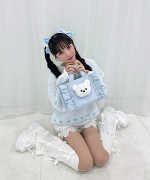 Roseリボンクリップセット シナモンパッチフリルトートバッグ