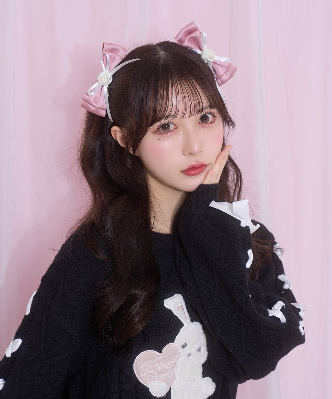 ハニーアップリケニットワンピース RoseリボンクリップSET