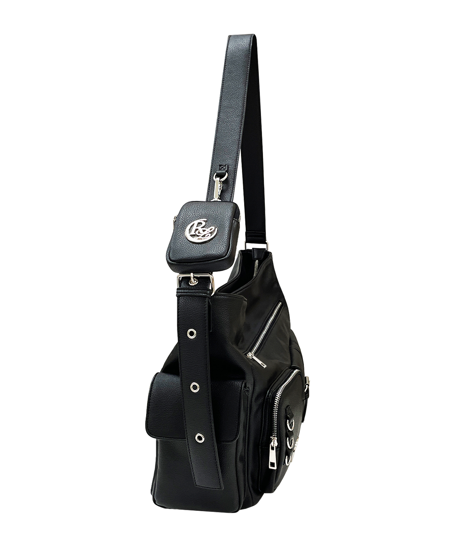 メニーポケットメッセンジャーバッグ / ブラック