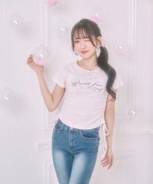 サイドリボンRegolith Lune Tシャツ / ピンク