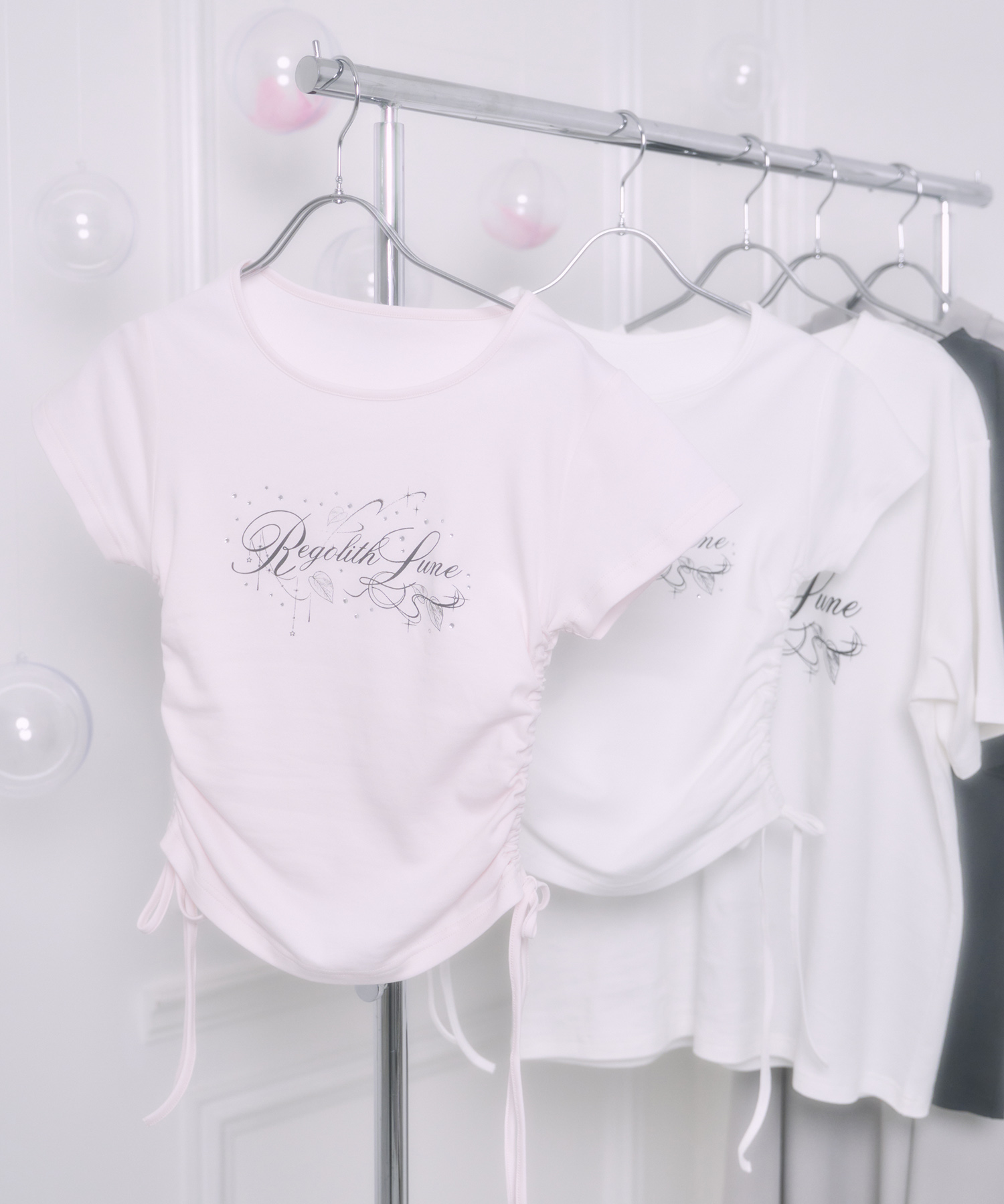 サイドリボンRegolith Lune Tシャツ / ピンク