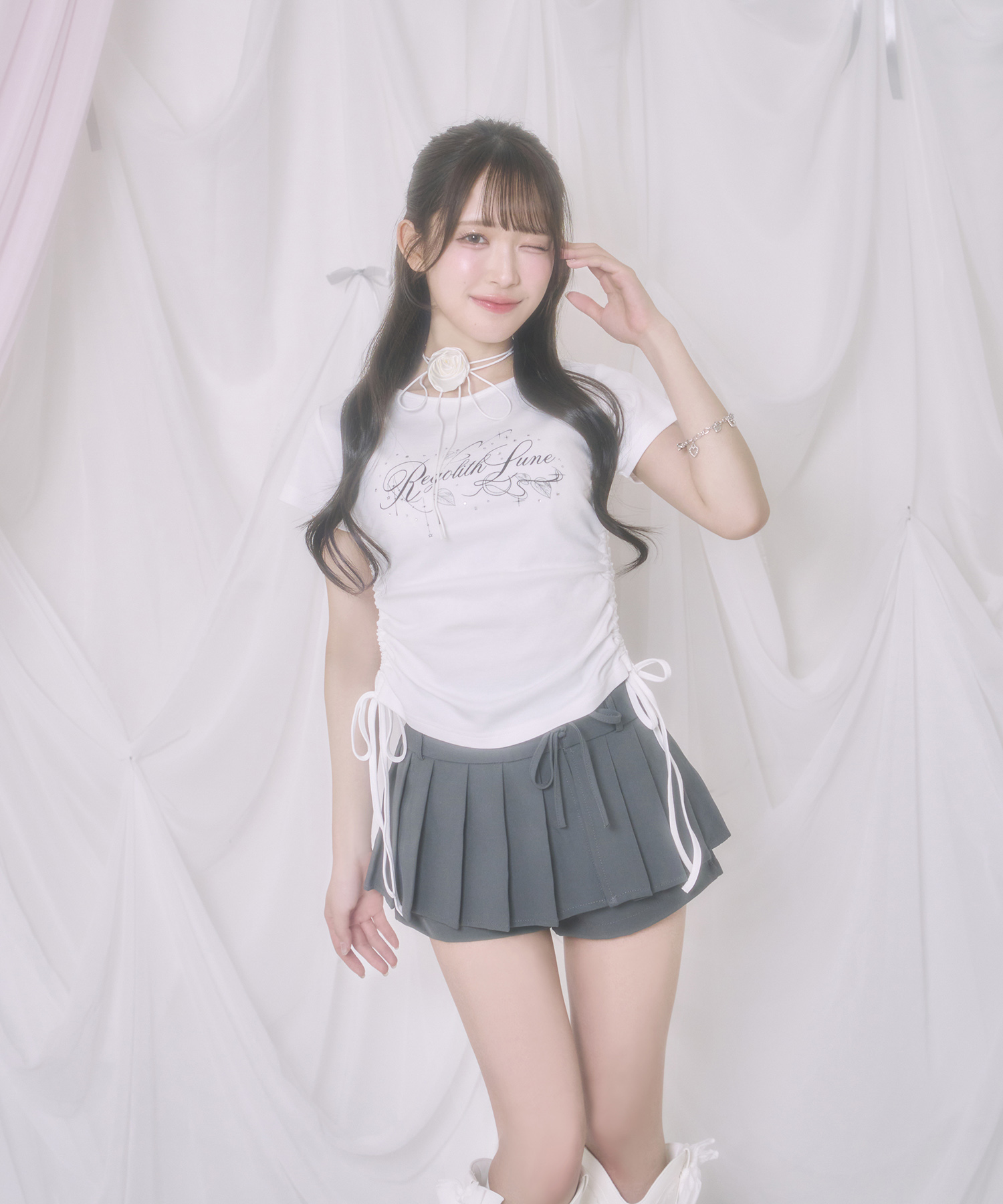 サイドリボンRegolith Lune Tシャツ / ホワイト