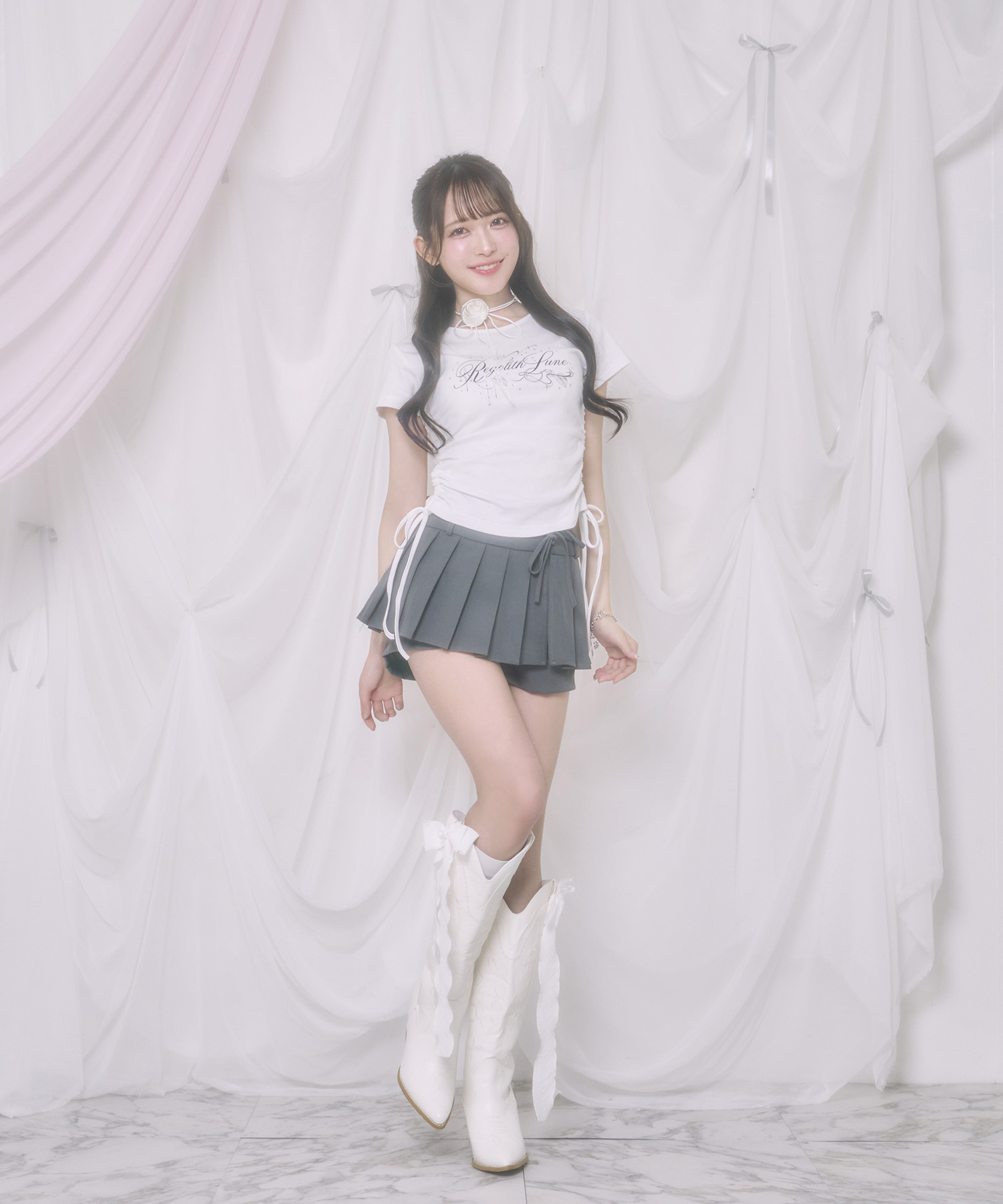 サイドリボンRegolith Lune Tシャツ / ホワイト