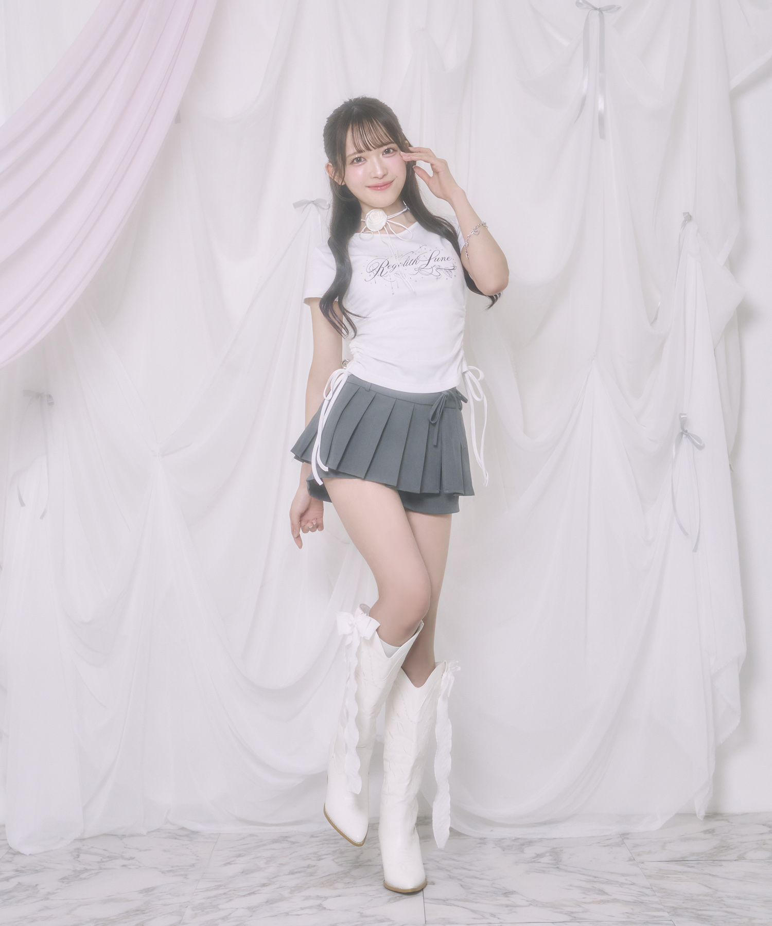 サイドリボンRegolith Lune Tシャツ / ホワイト