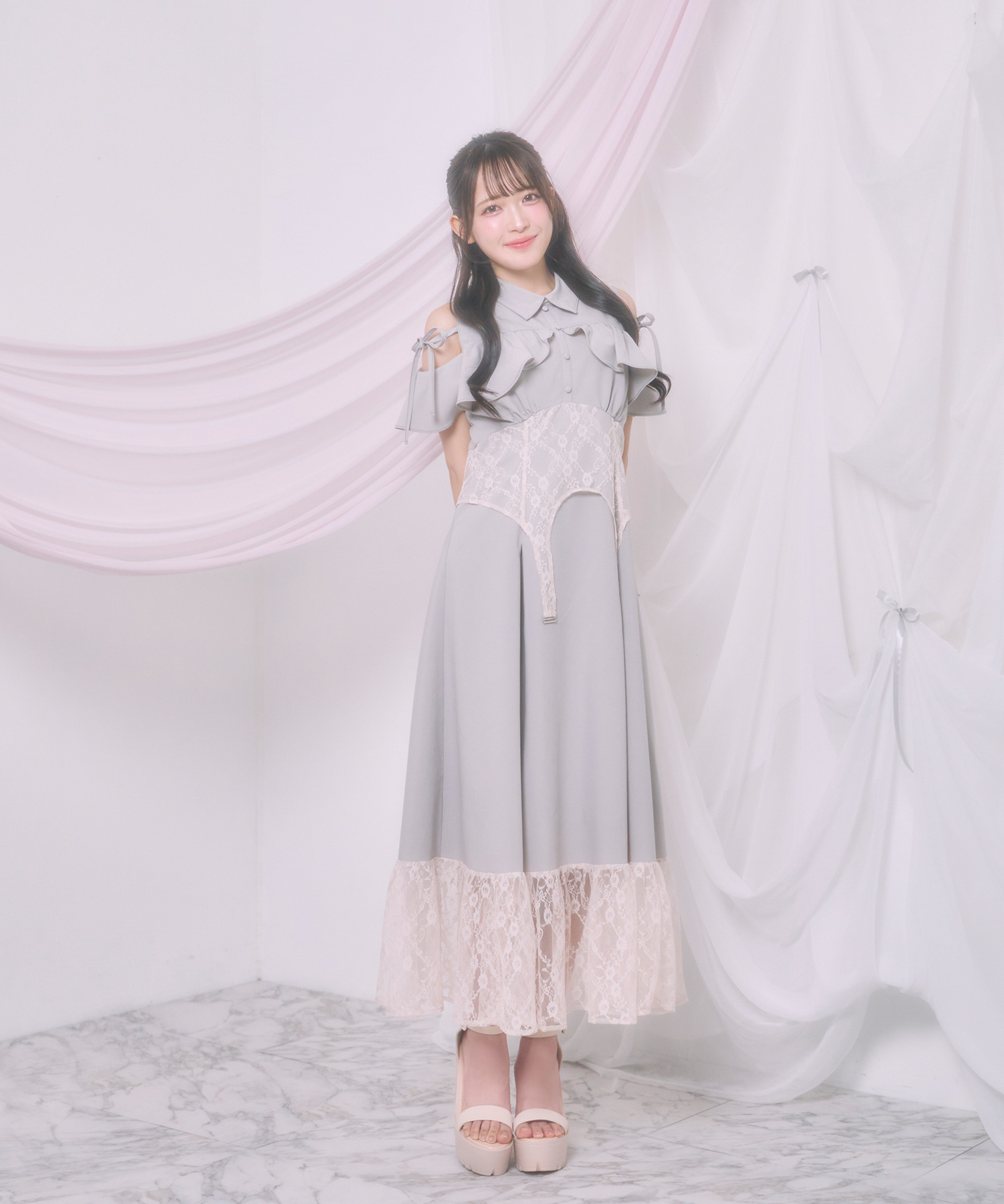 レースガーターシャツワンピ