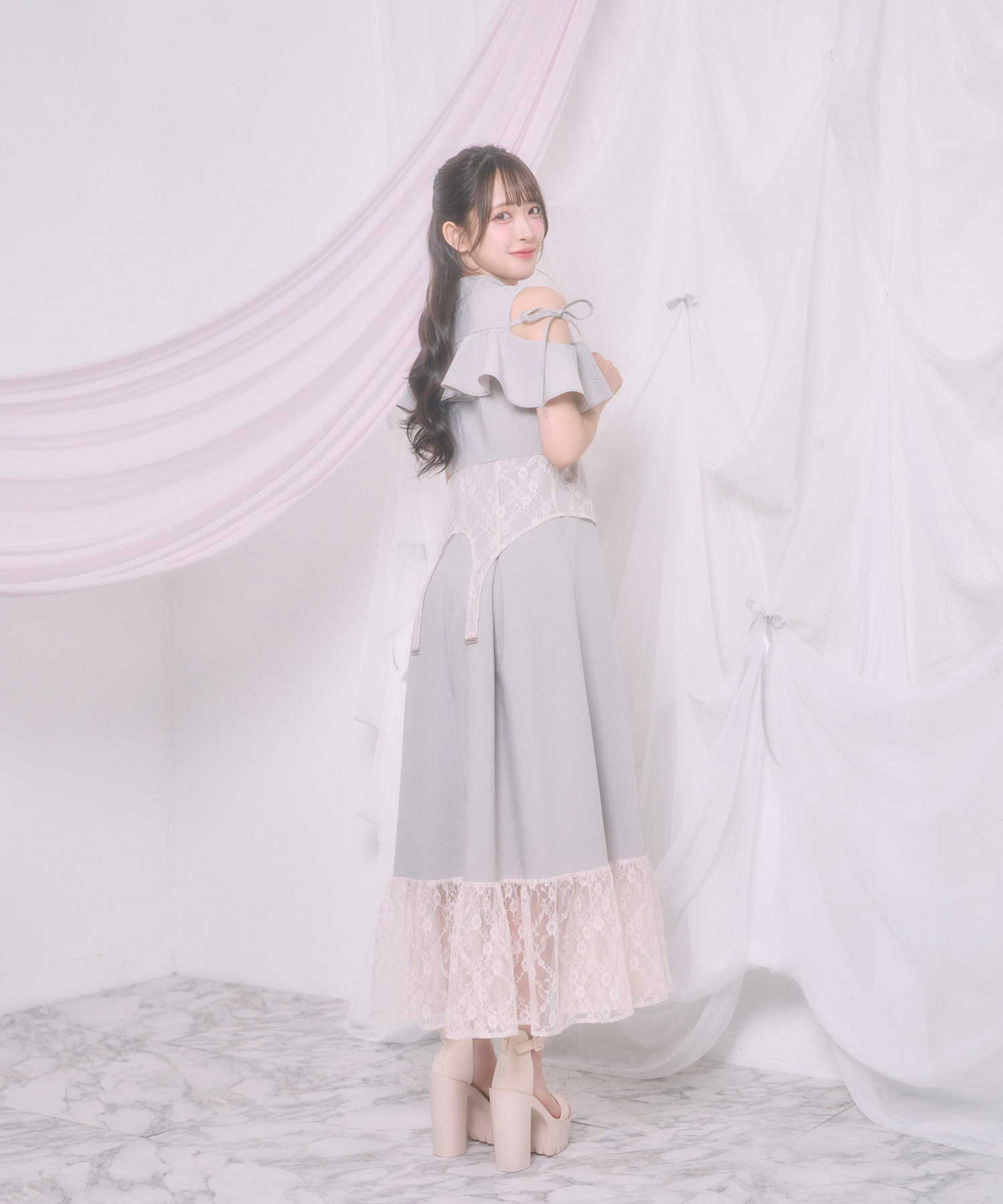 レースガーターシャツワンピ