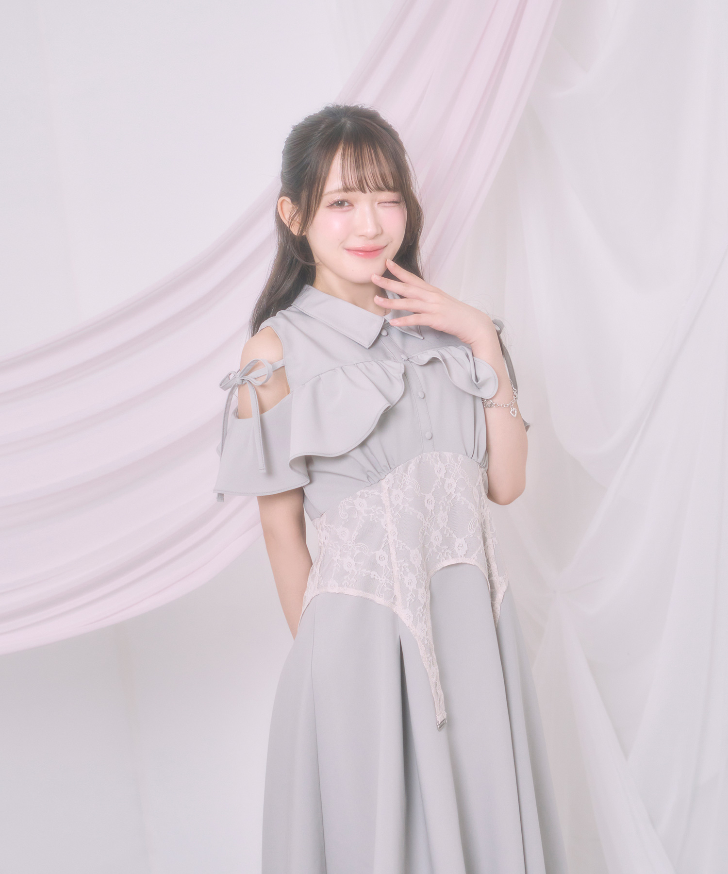 レースガーターシャツワンピ