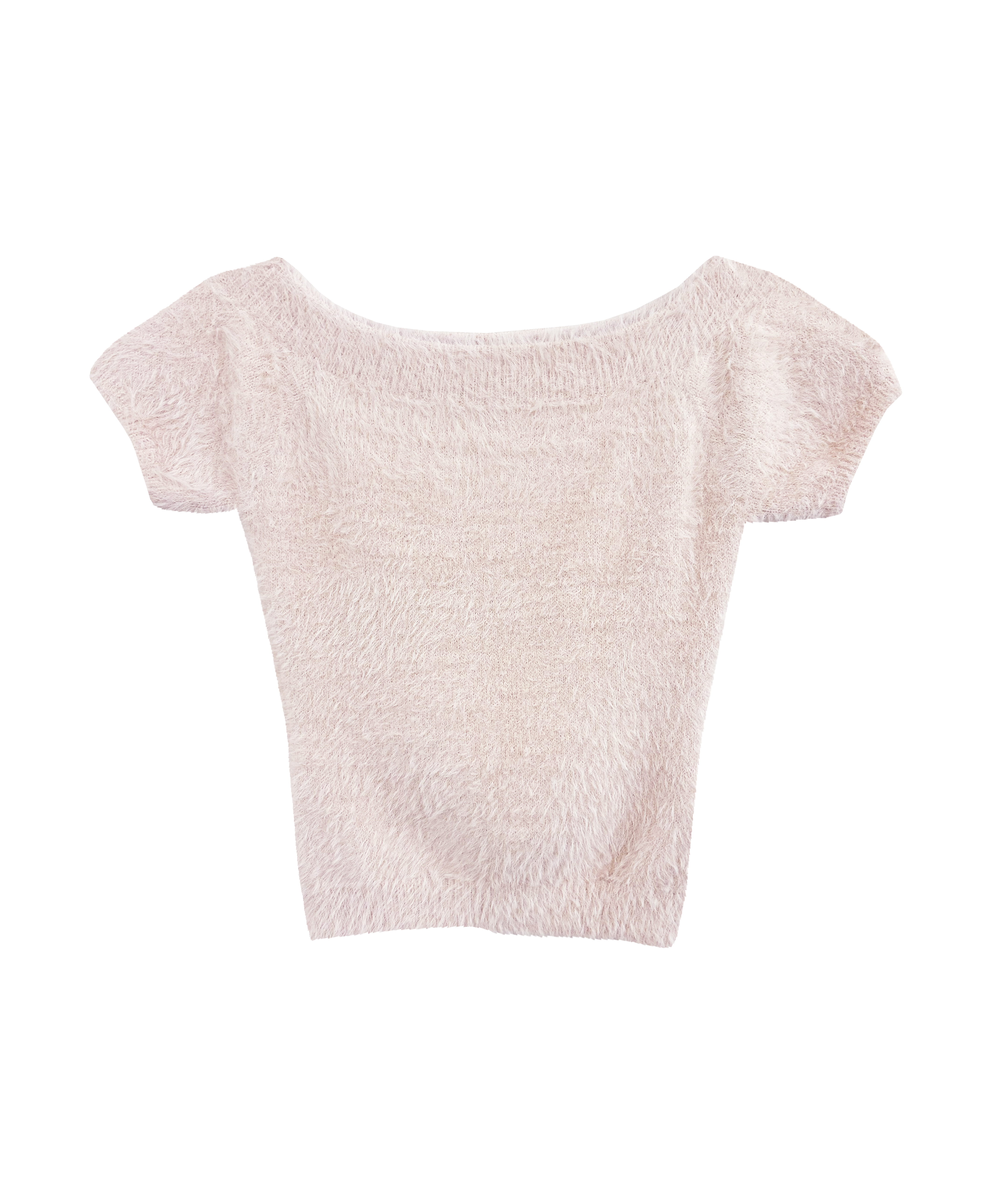 Off shoulder shaggy knit