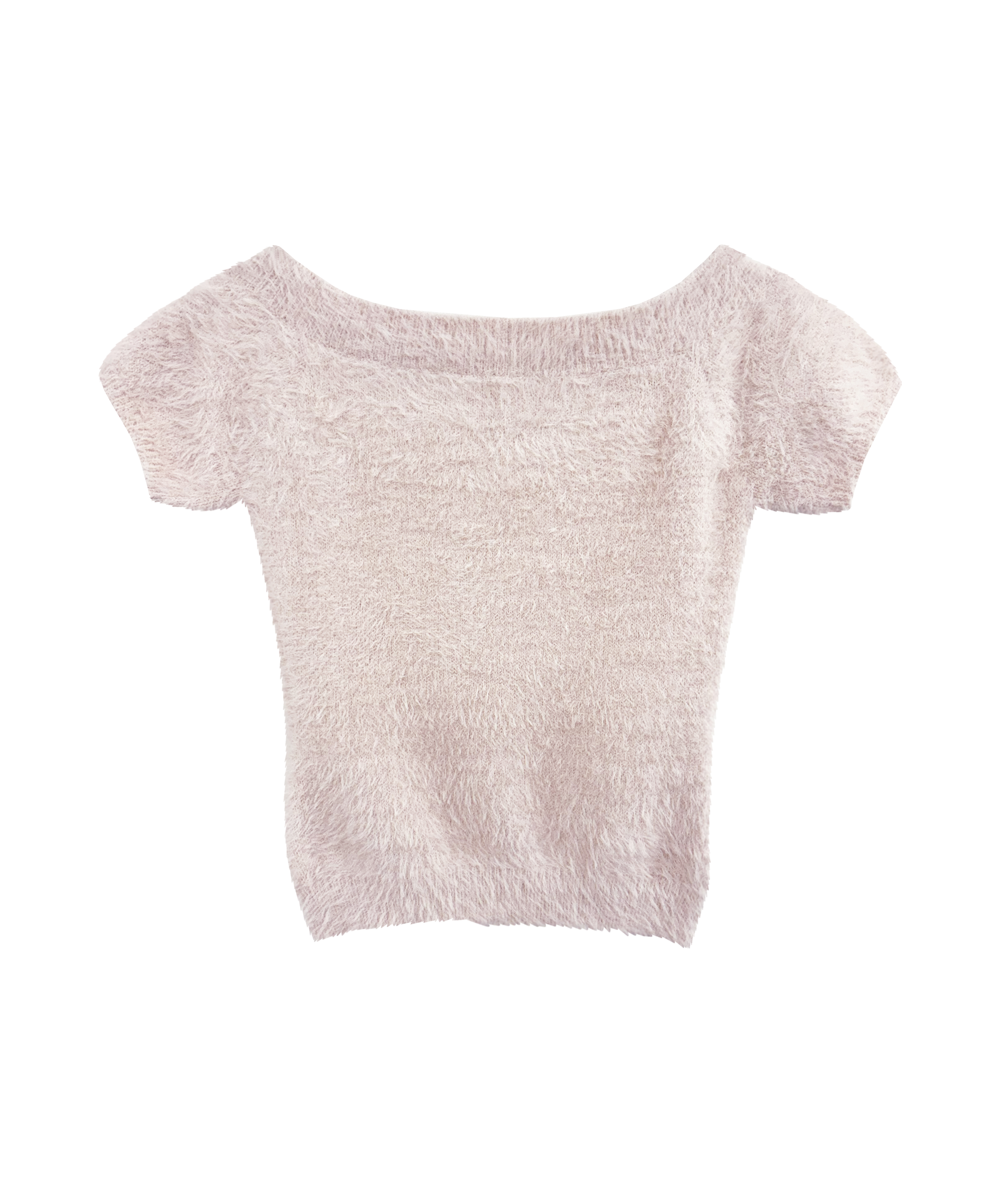 Off shoulder shaggy knit