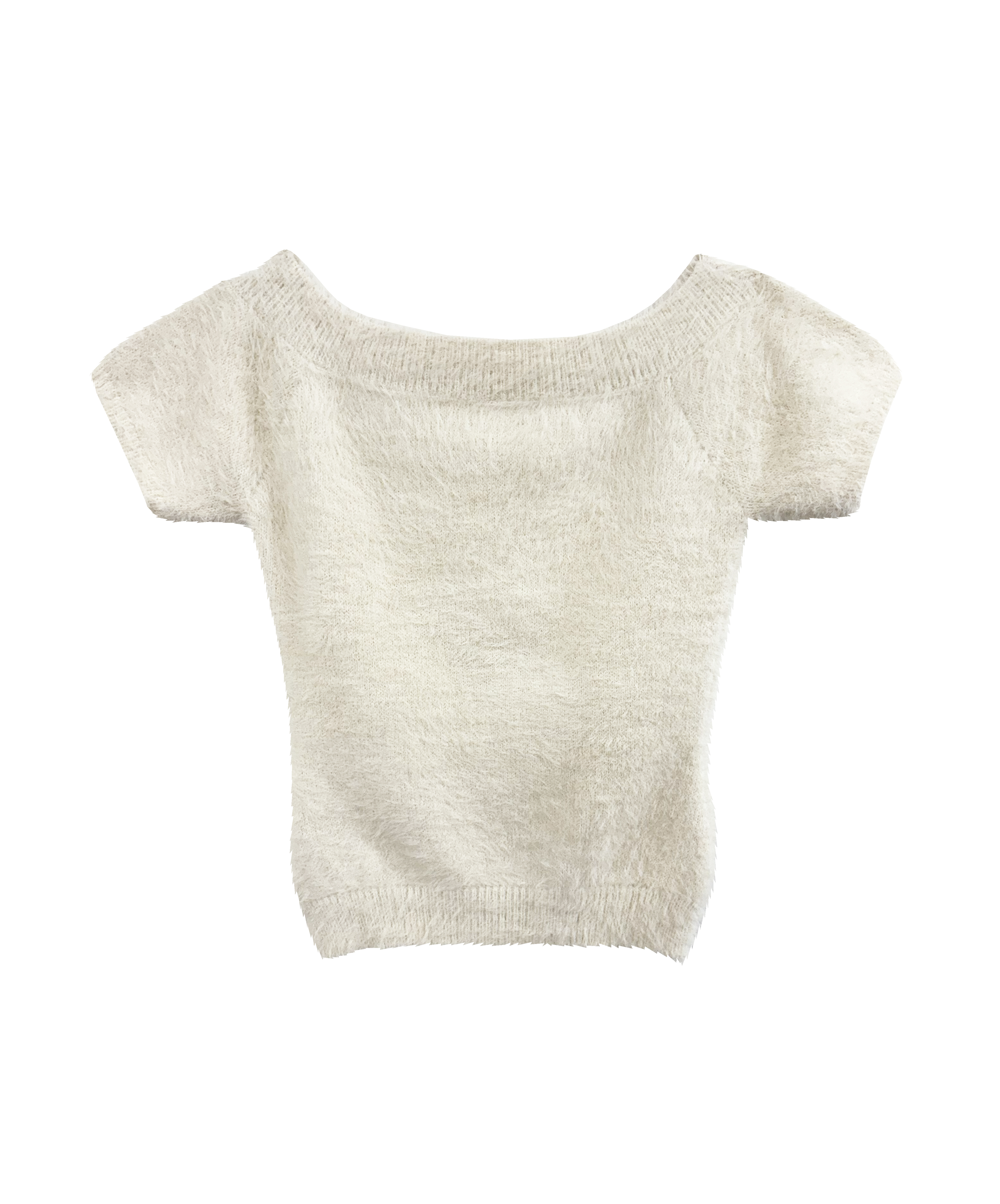 Off shoulder shaggy knit