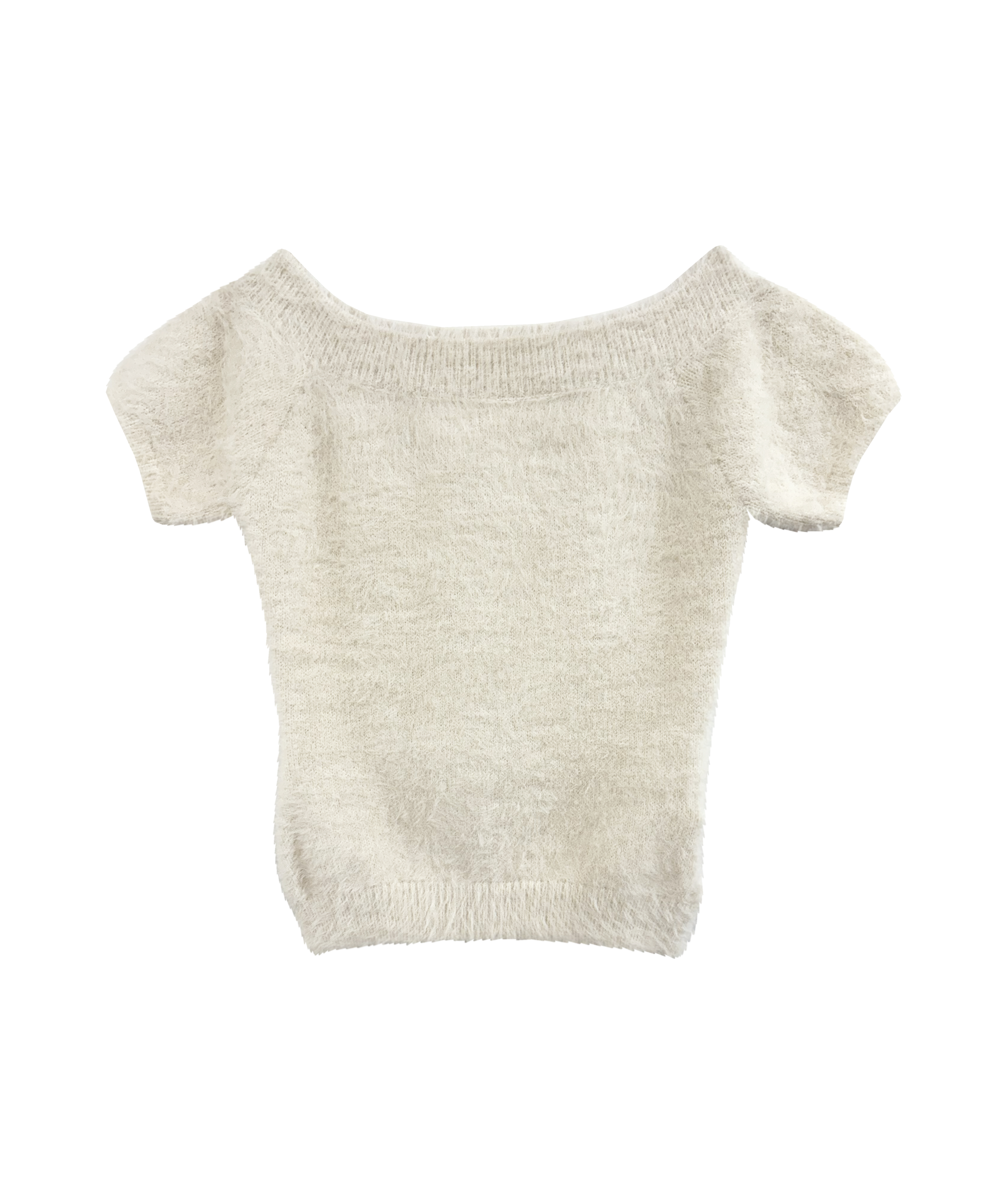 Off shoulder shaggy knit