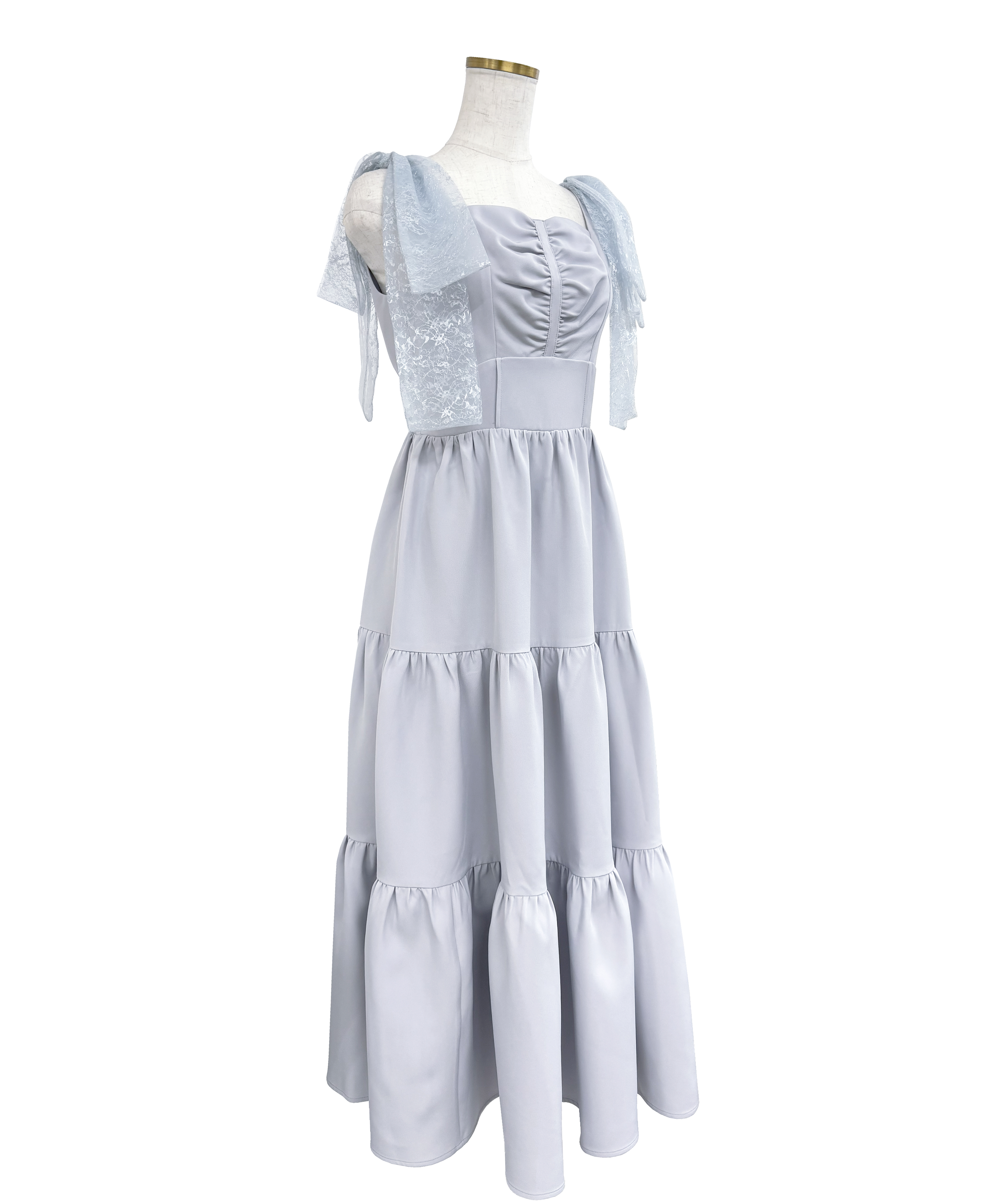 Lace ribbon tiered dress