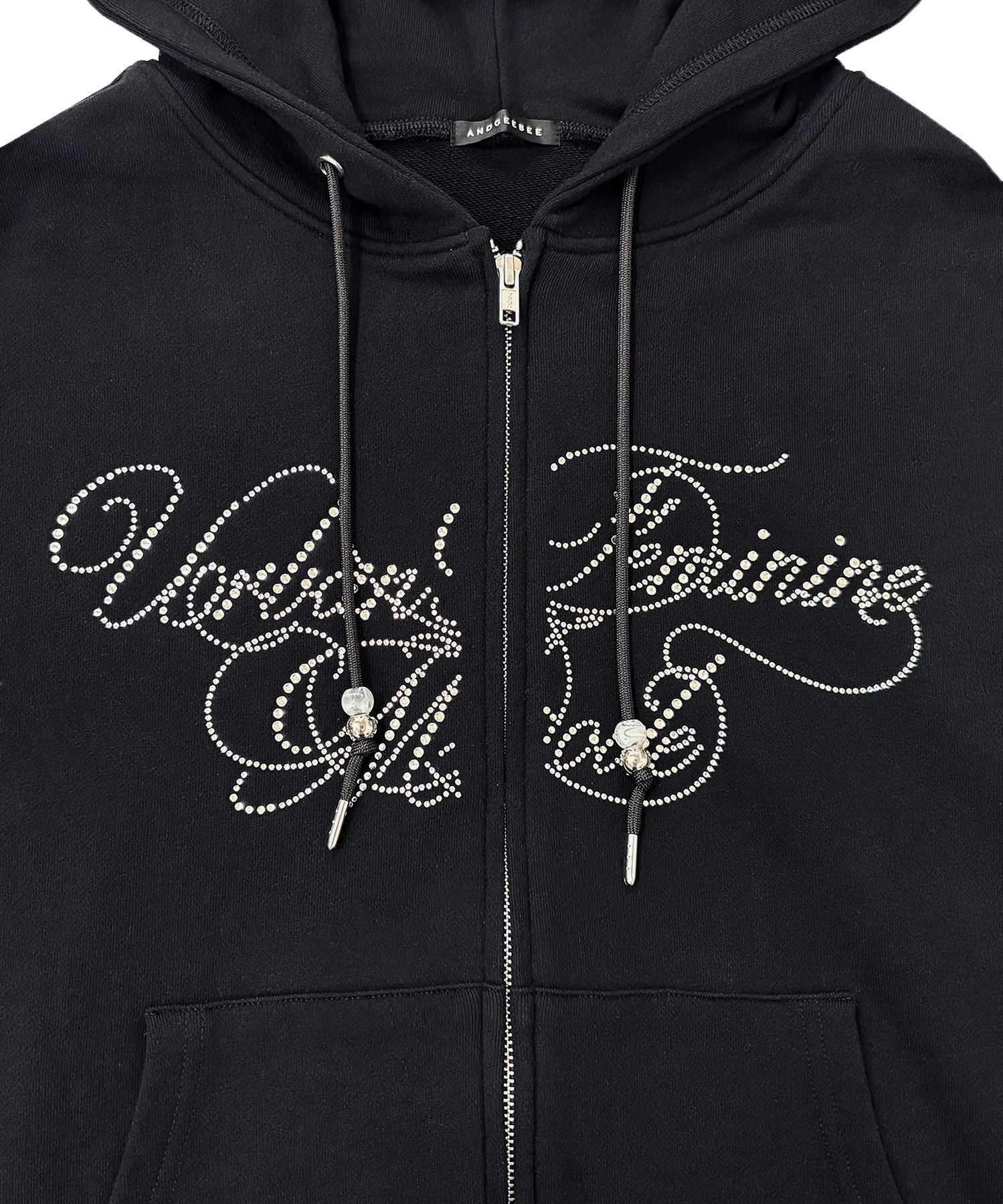 ラインストーンロゴジップパーカー