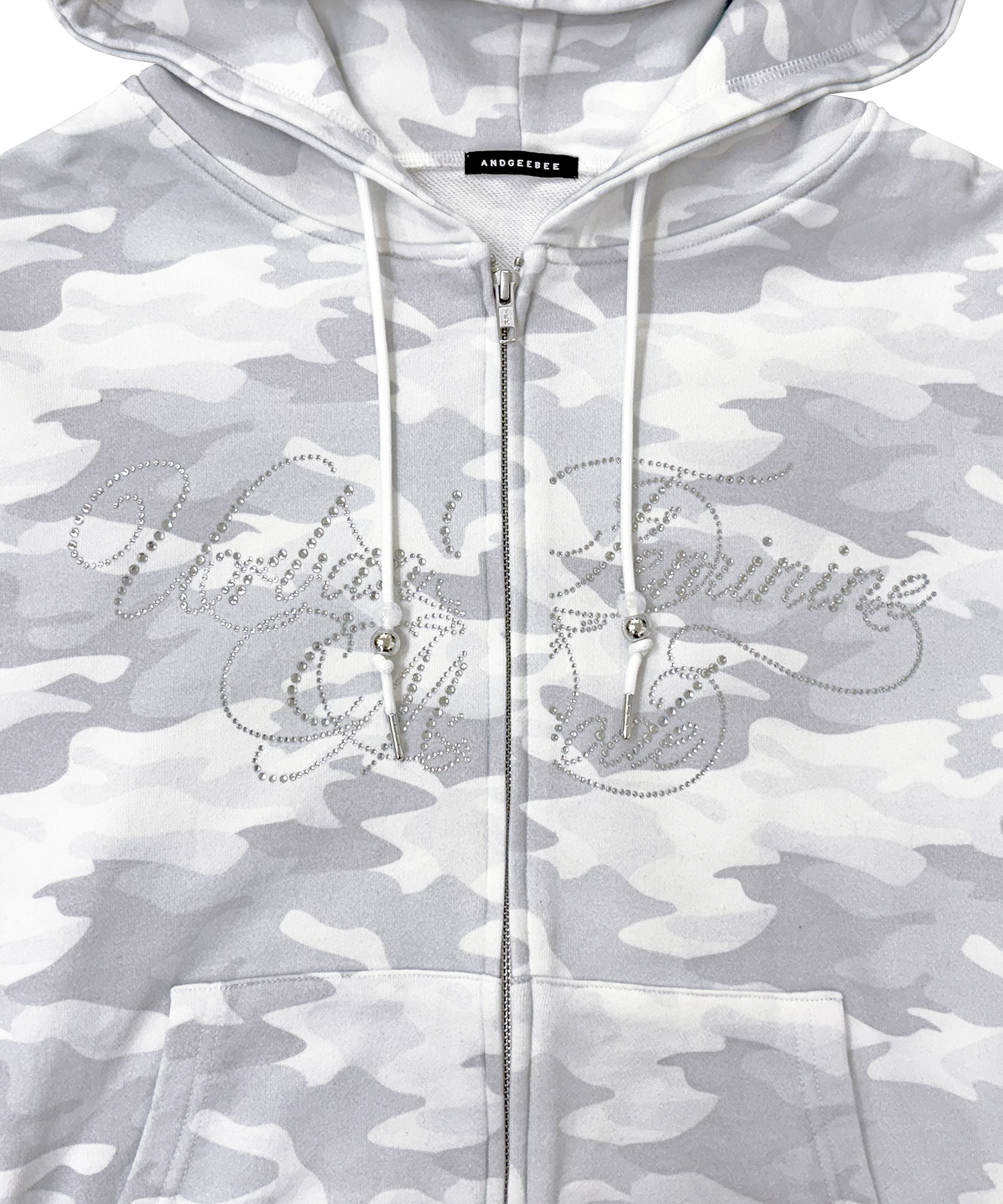 ラインストーンロゴジップパーカー