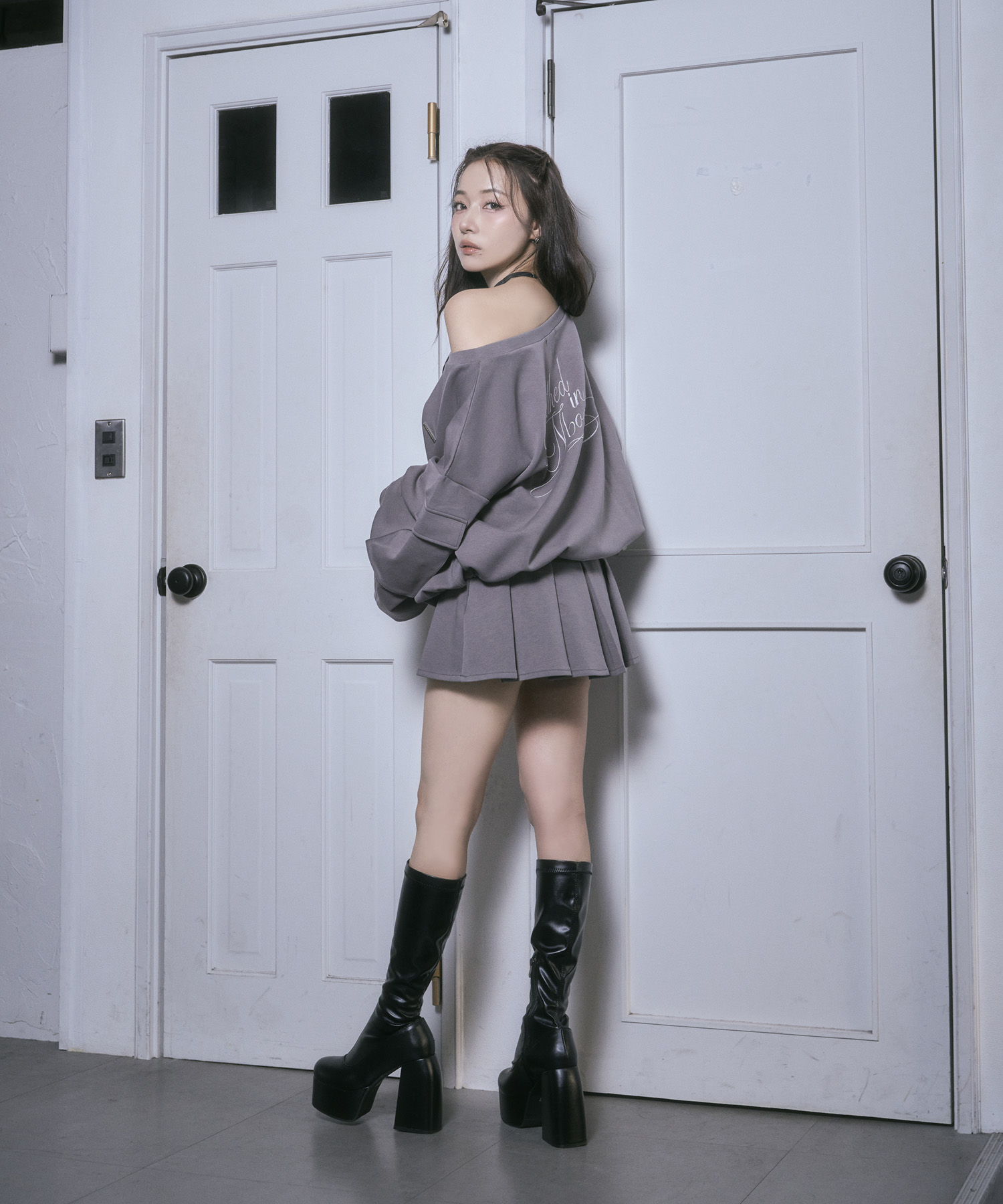 ワンショルジッププルオーバー プリーツカットソースカパン SET FAIR