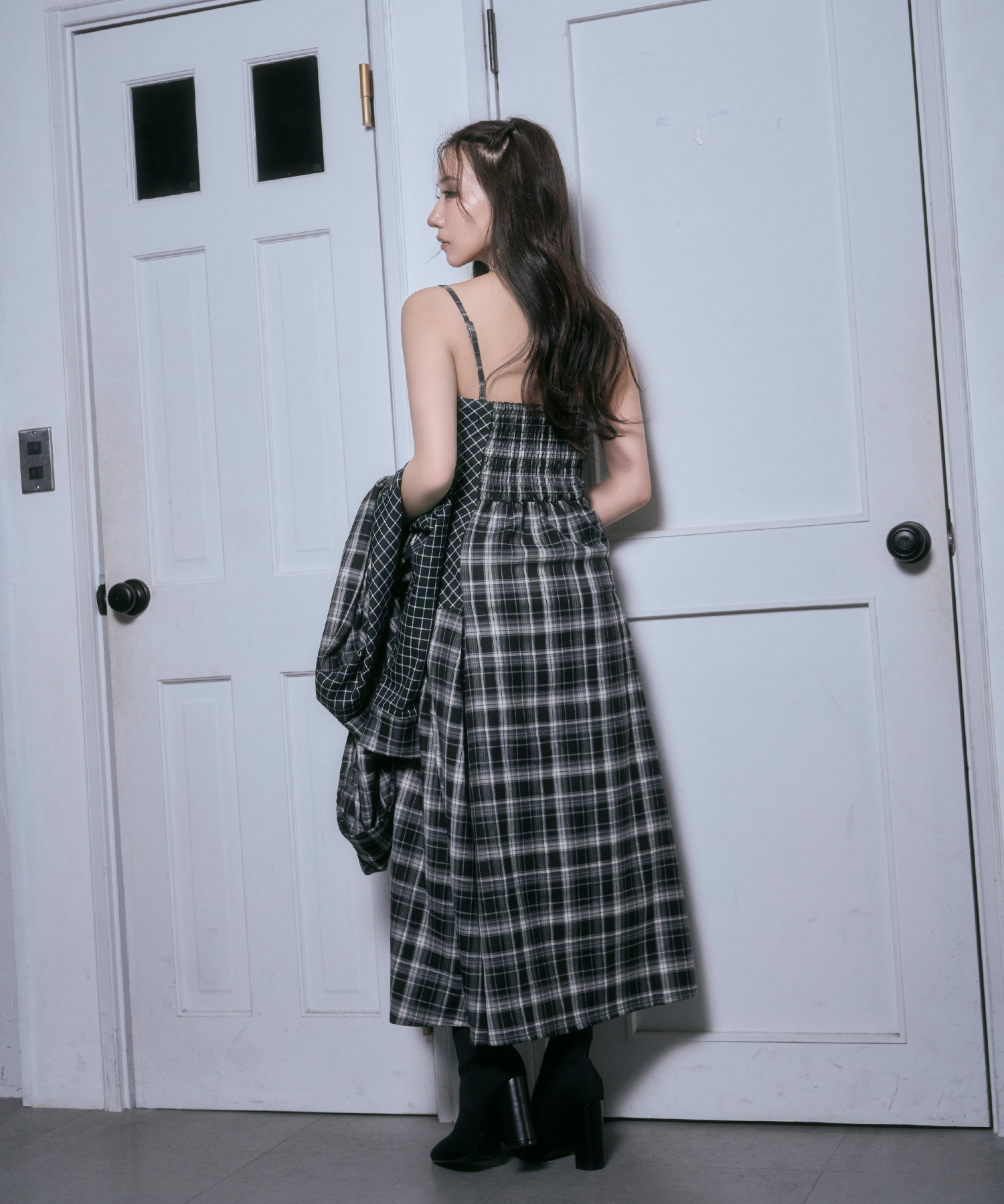 ドッキングチェックキャミワンピ