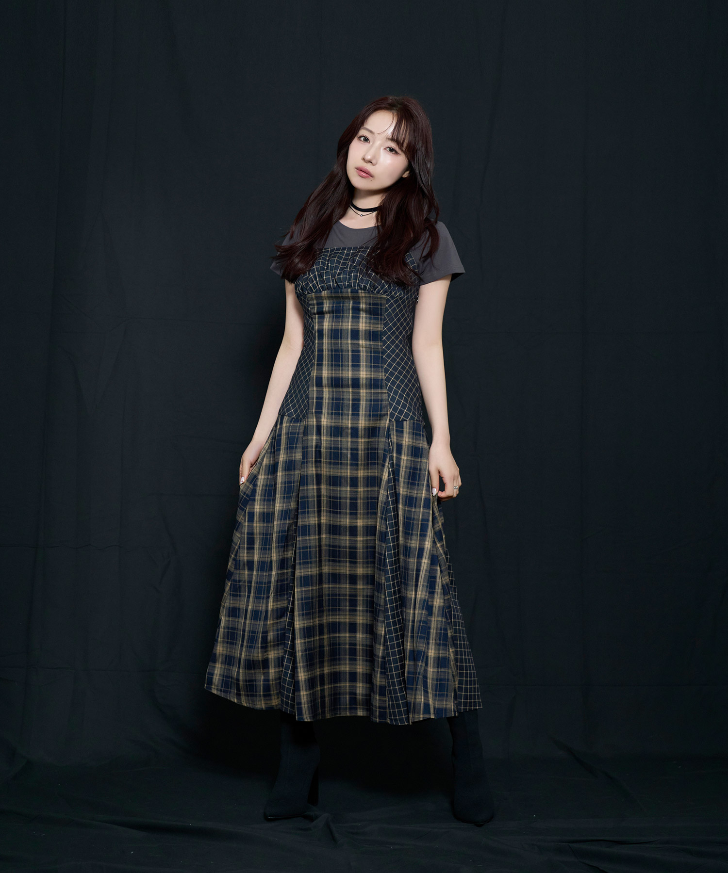 ドッキングチェックキャミワンピ