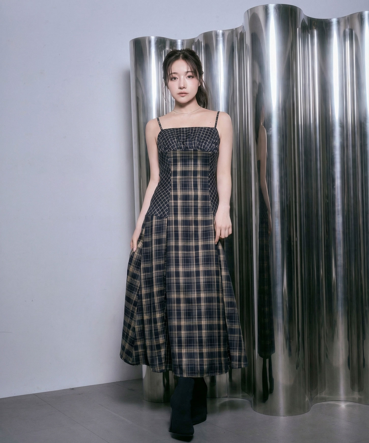 ドッキングチェックフーディシャツ キャミワンピ SET FAIR