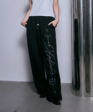 ラインストーンロゴスウェットパンツ