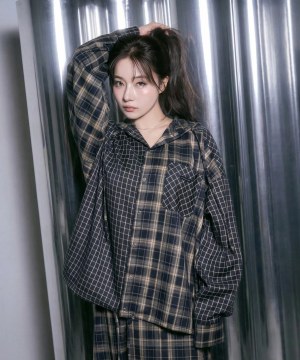 ドッキングチェックフーディシャツ