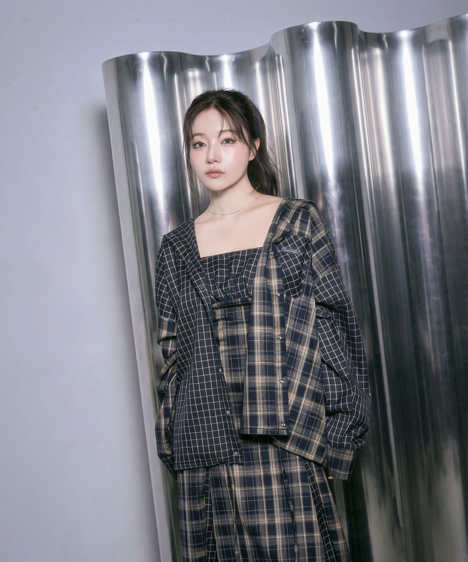 ドッキングチェックフーディシャツ キャミワンピ SET FAIR