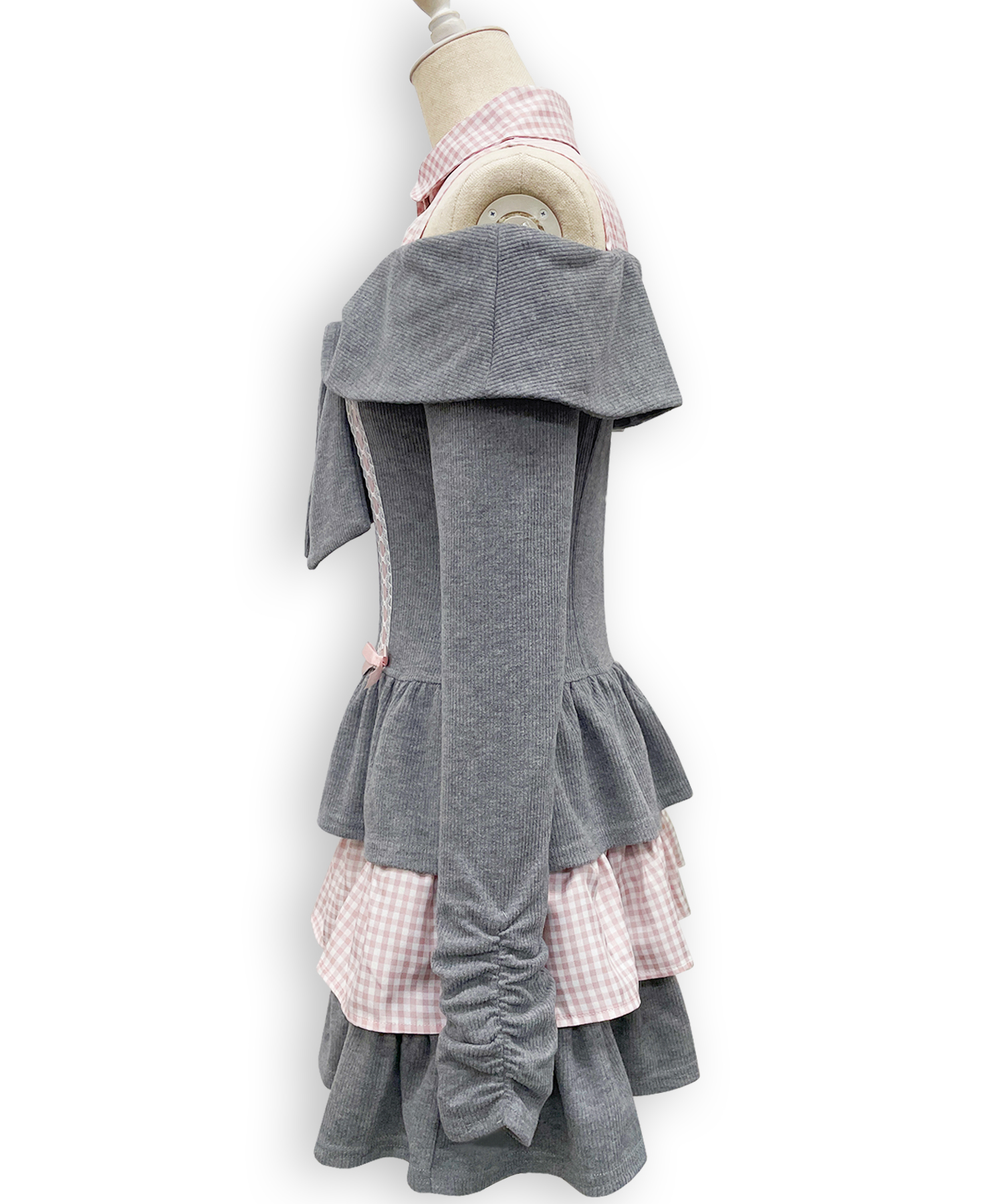 オフショルリボンドッキングワンピース