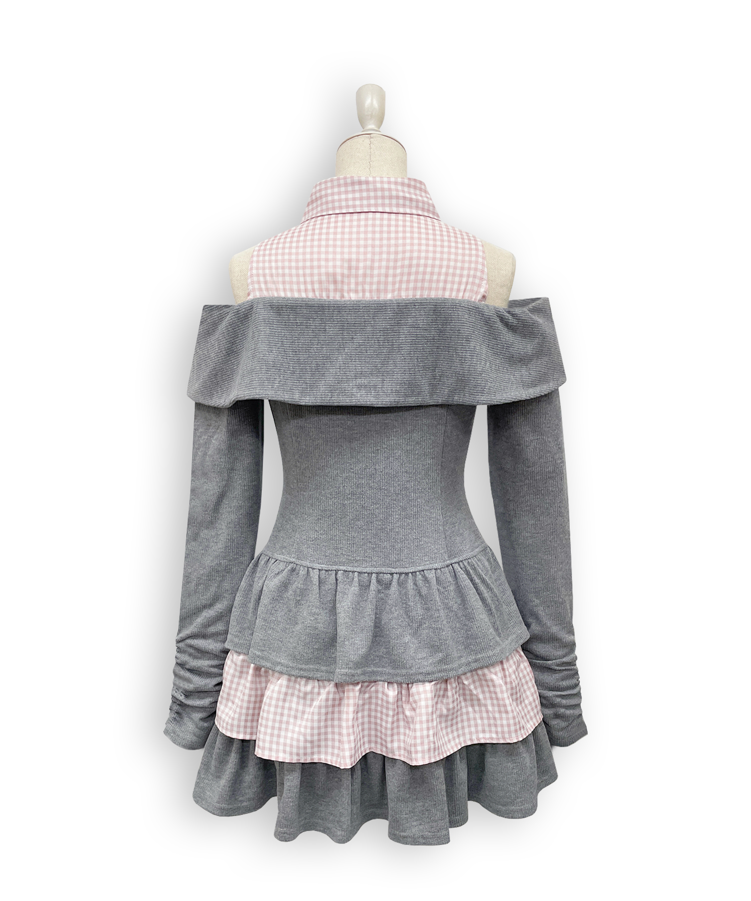 オフショルリボンドッキングワンピース