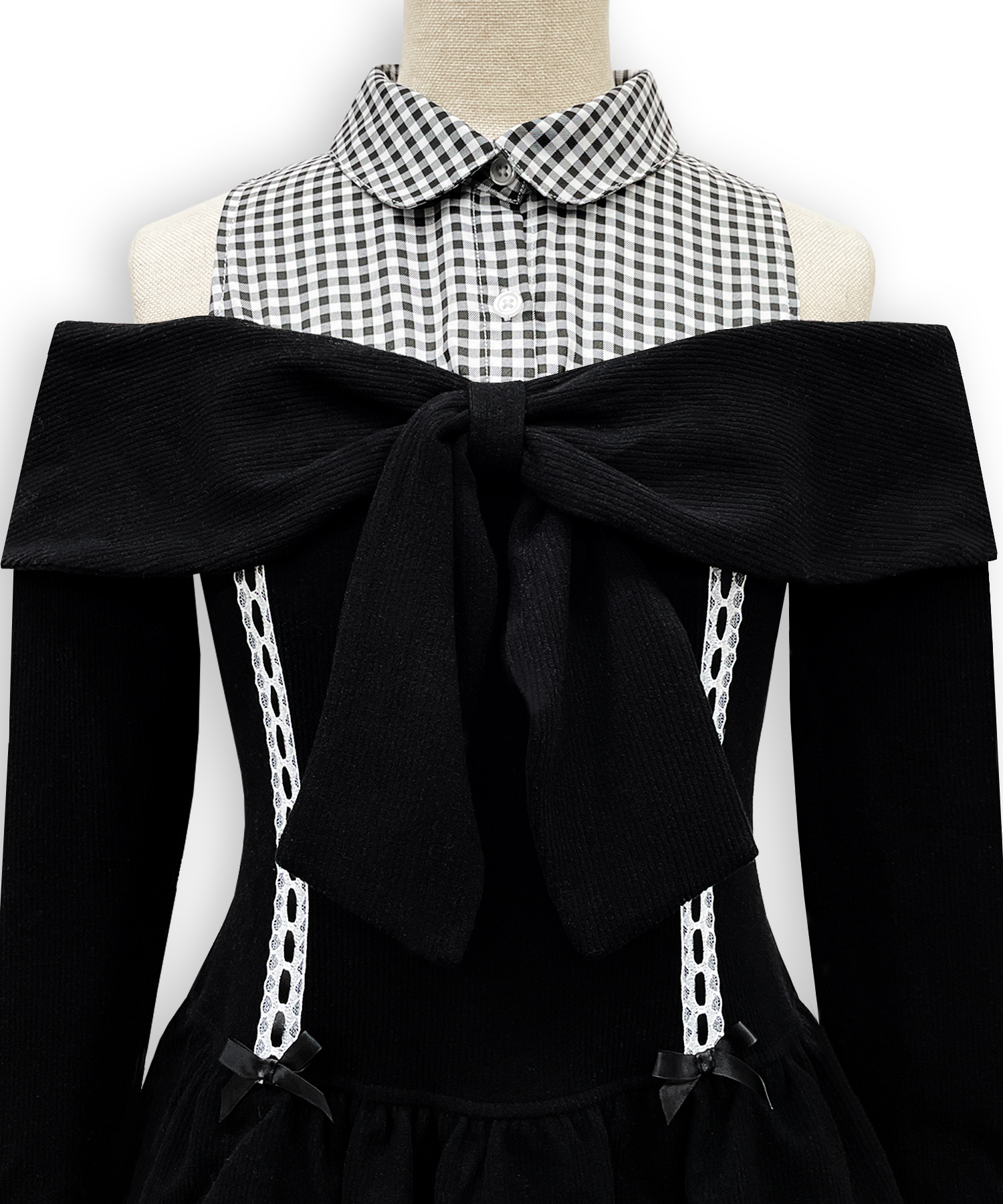 オフショルリボンドッキングワンピース