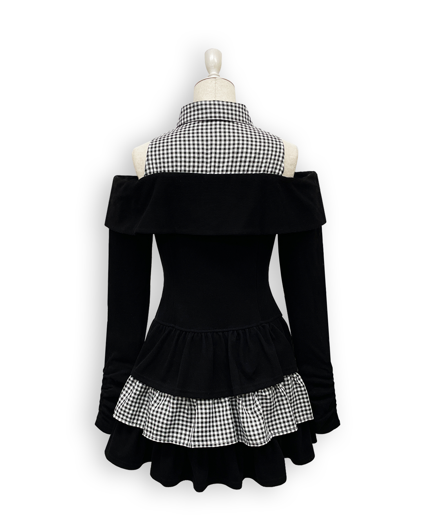 オフショルリボンドッキングワンピース