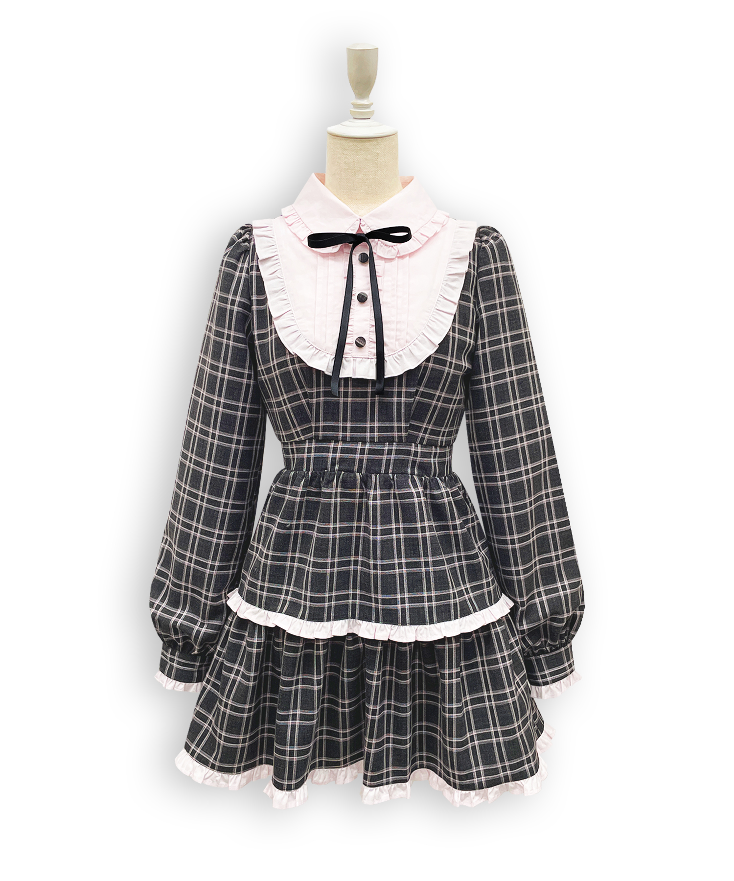 配色ヨークフリルワンピース