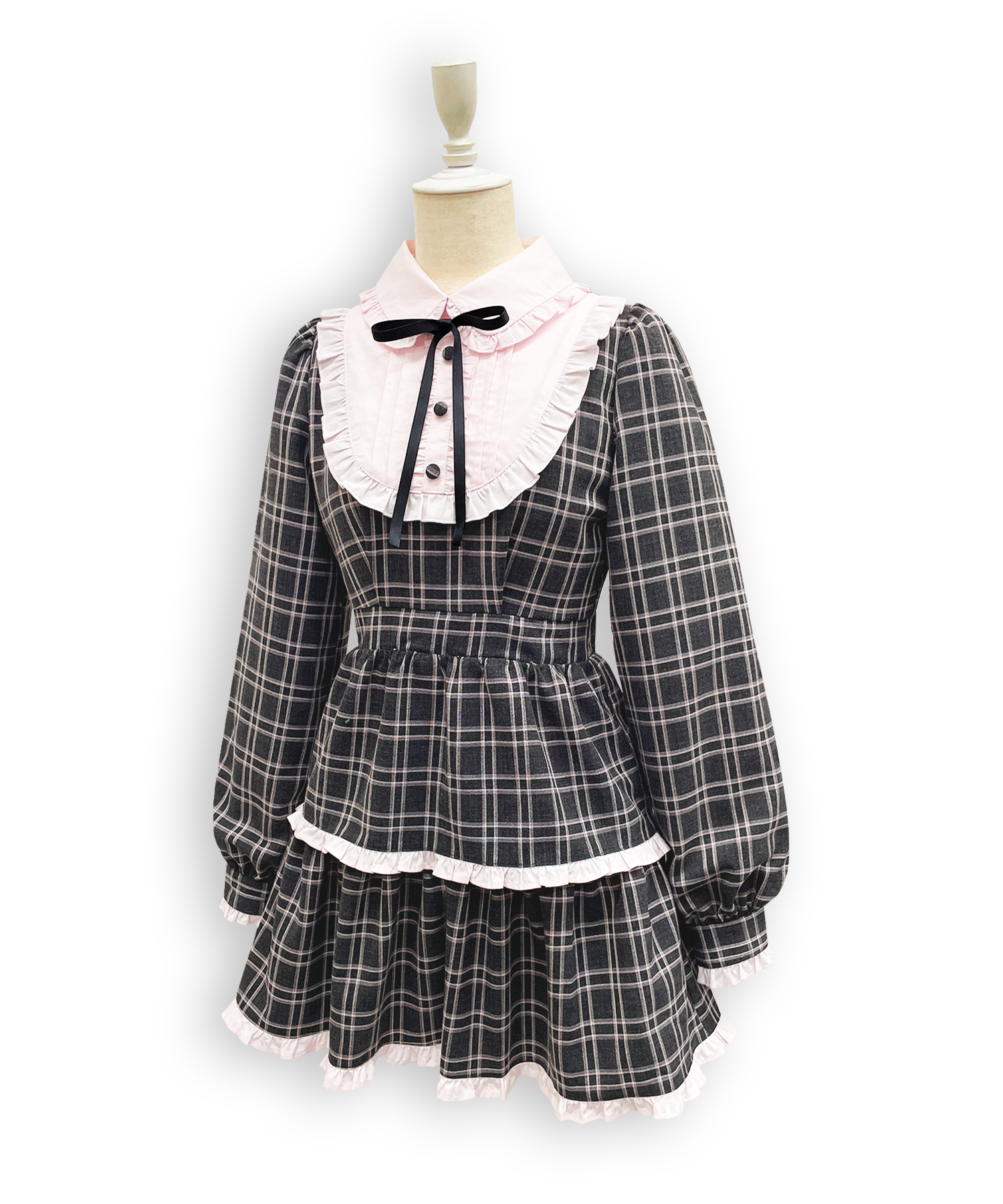 配色ヨークフリルワンピース