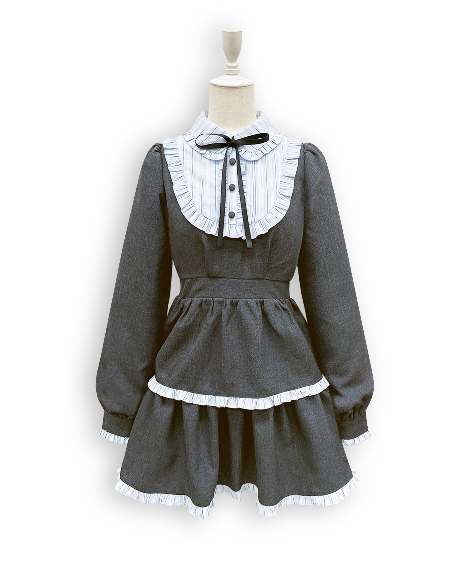 配色ヨークフリルワンピース