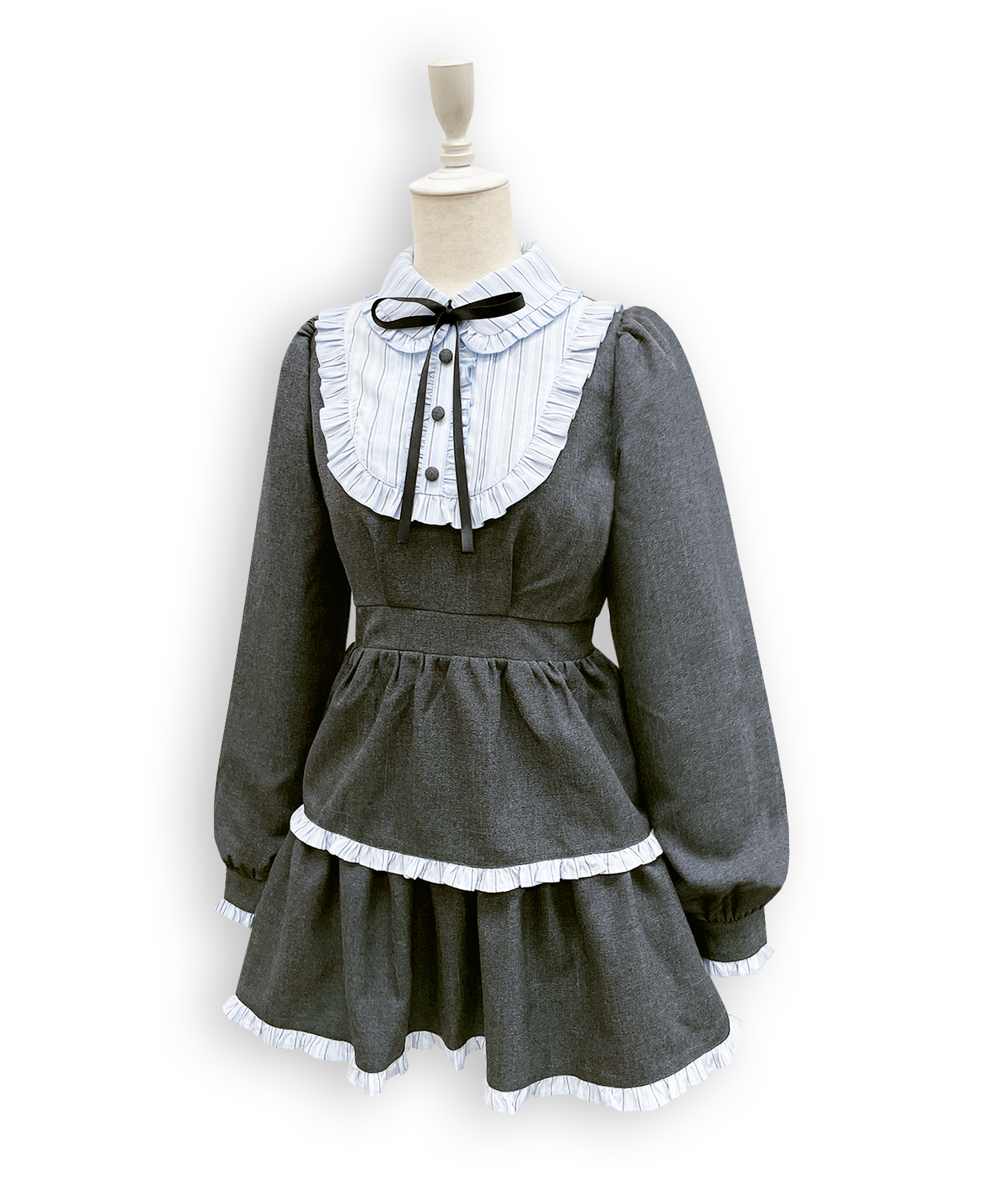 配色ヨークフリルワンピース