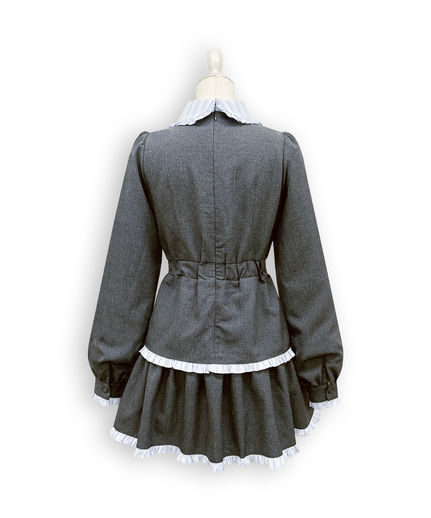 配色ヨークフリルワンピース