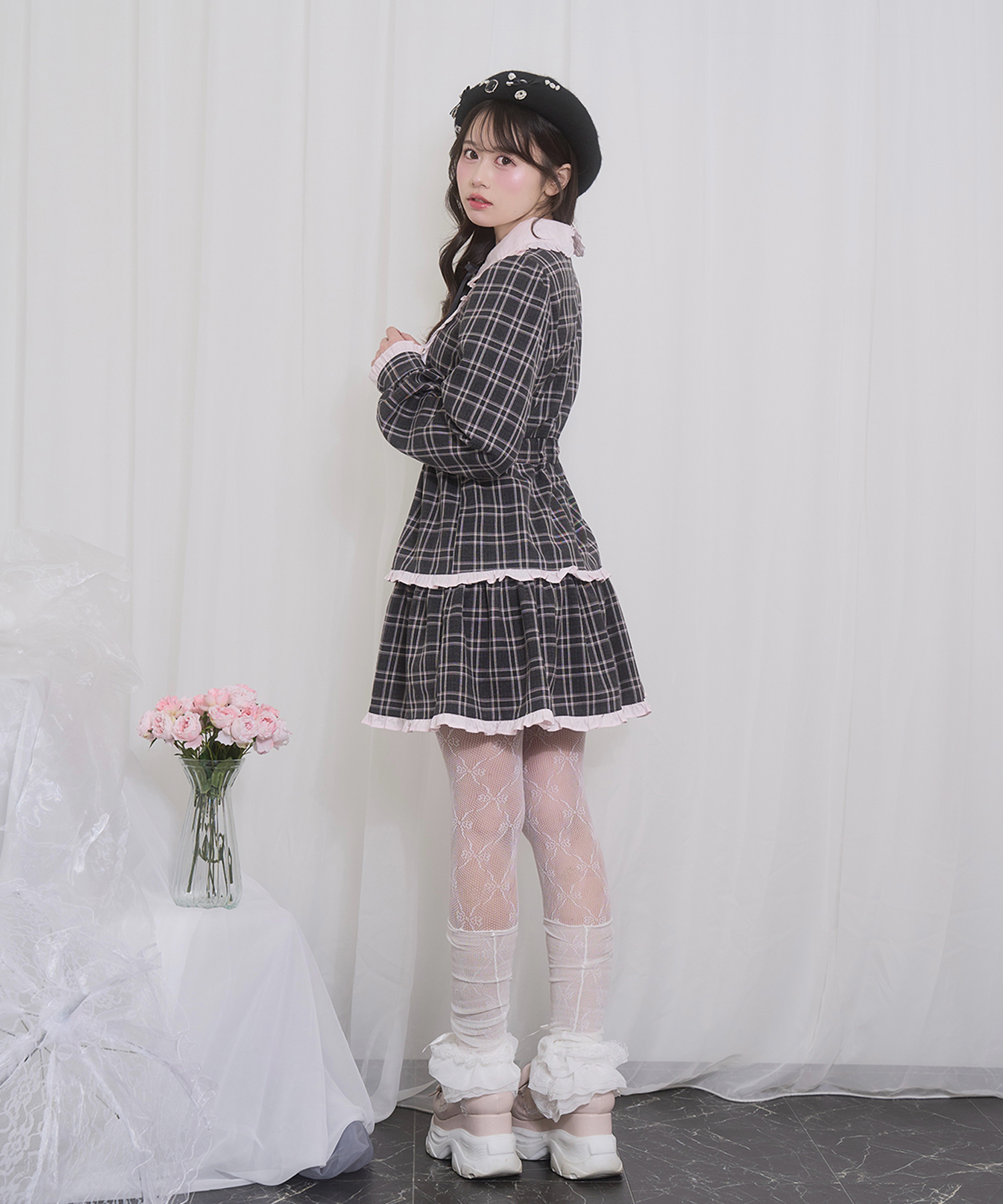 配色ヨークフリルワンピース