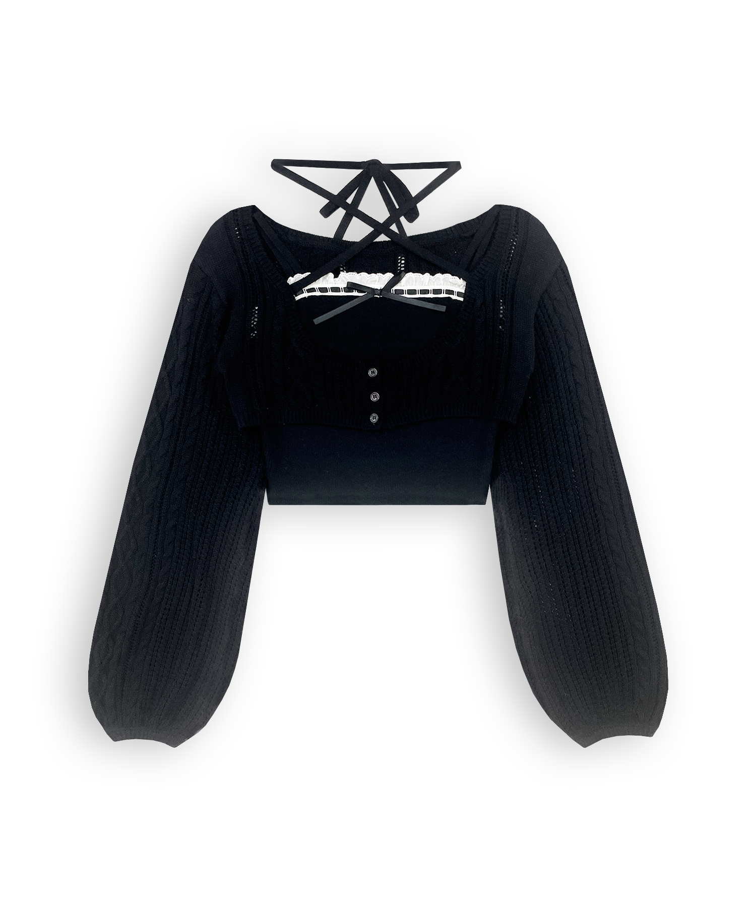 【逃げ水あむcollaboration】透かし編みアンサンブルニット