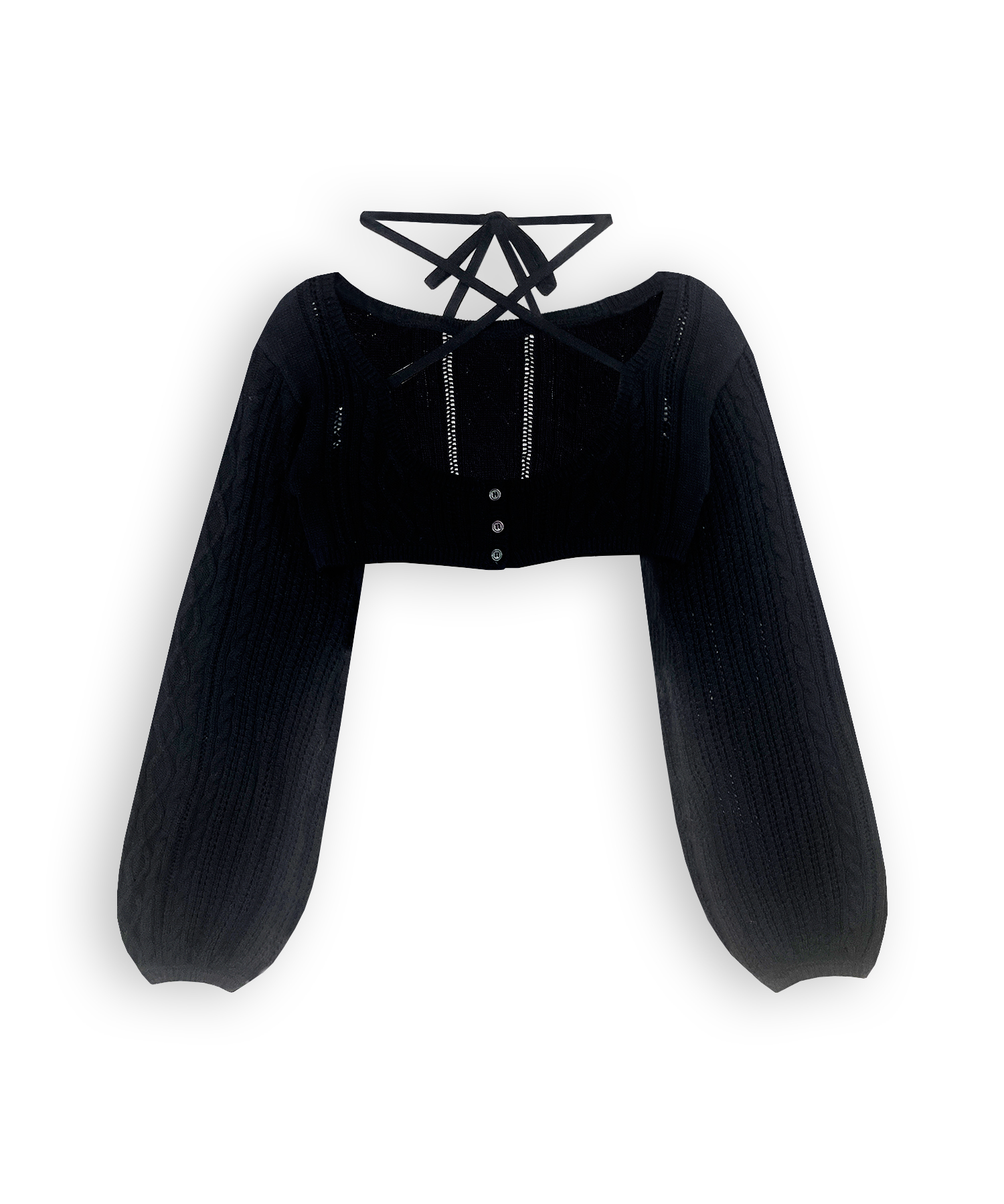 【逃げ水あむcollaboration】透かし編みアンサンブルニット