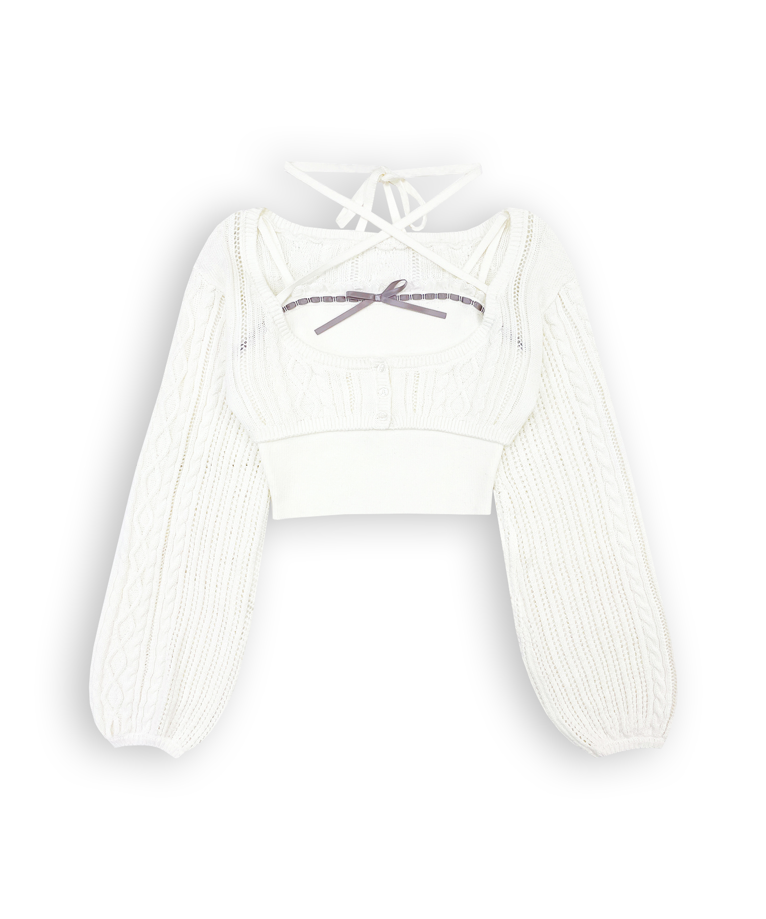 【逃げ水あむcollaboration】透かし編みアンサンブルニット