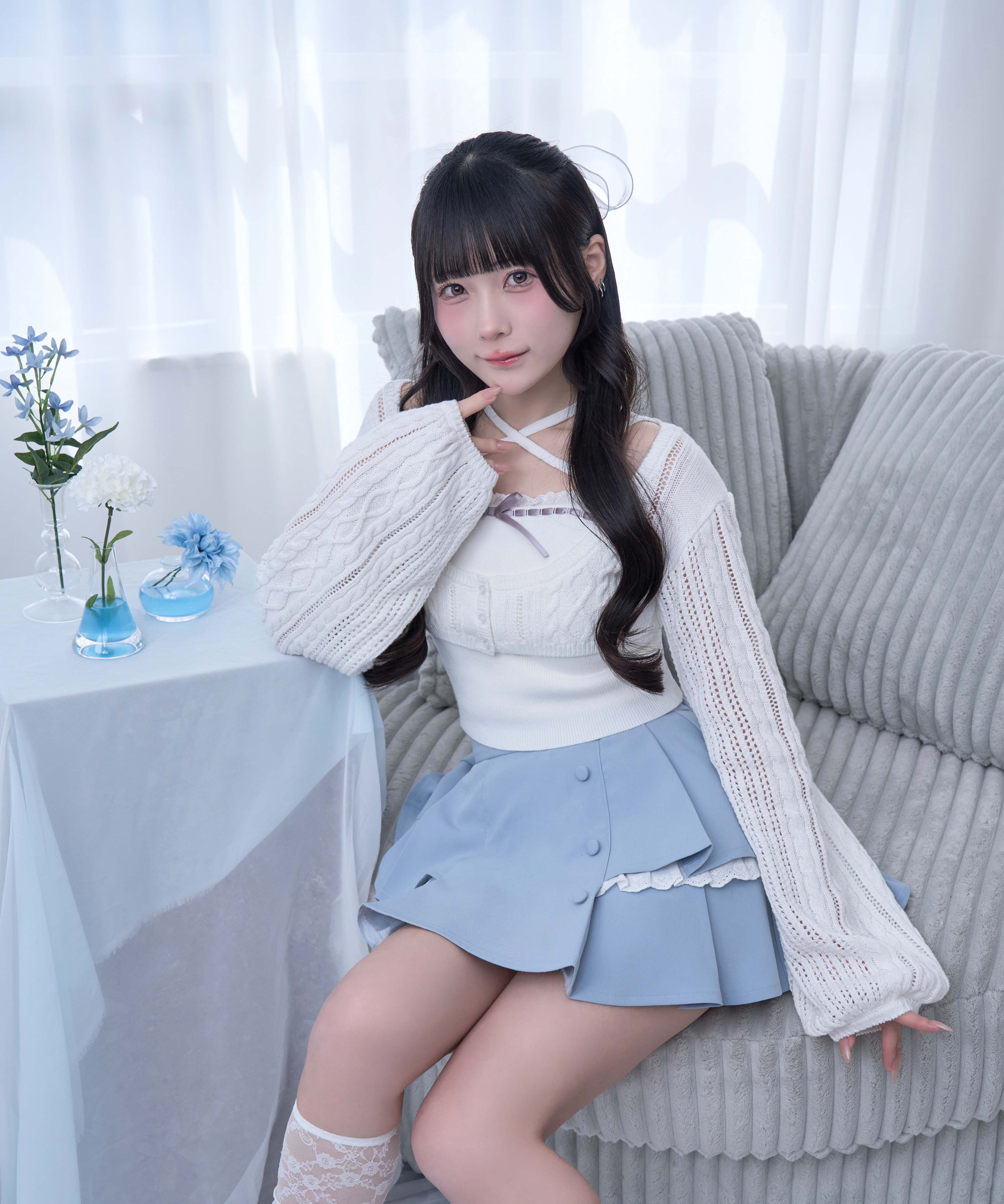 【逃げ水あむcollaboration】透かし編みアンサンブルニット