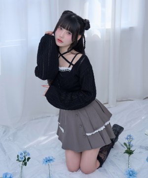 【逃げ水あむcollaboration】透かし編みアンサンブルニット